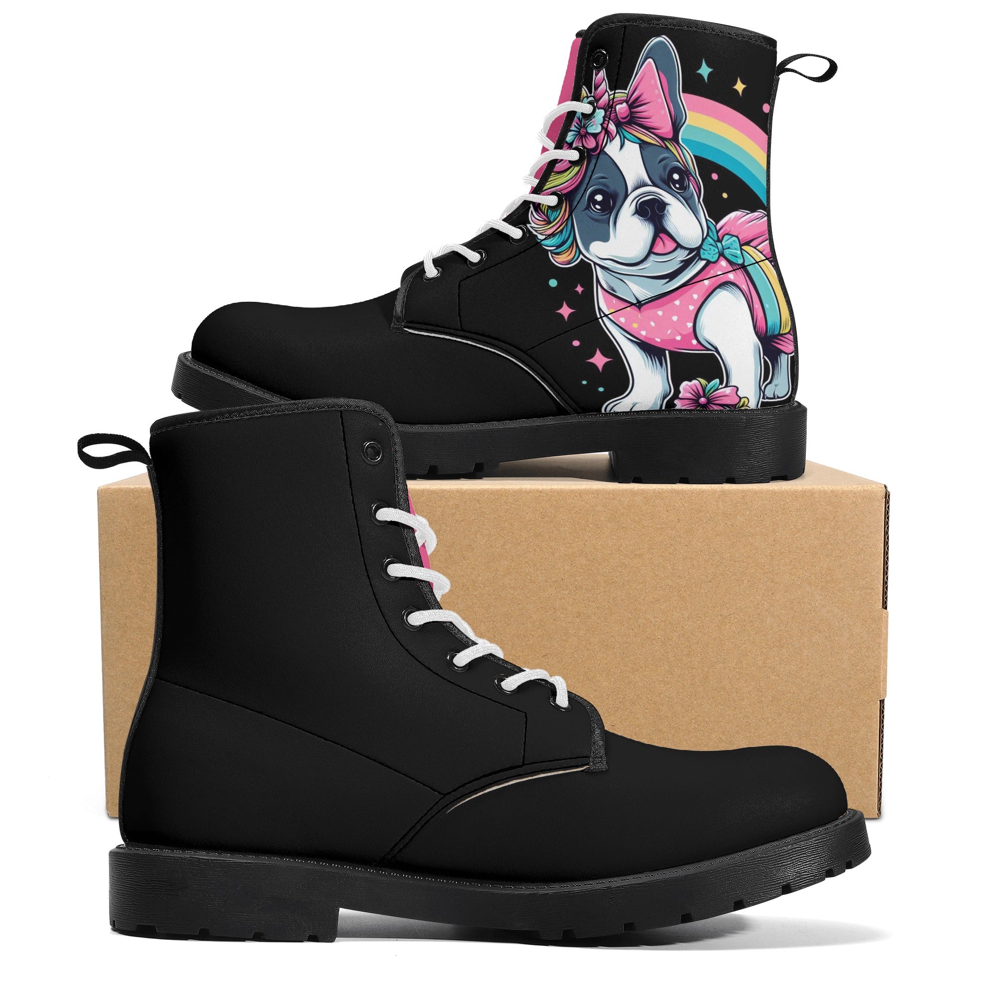 French Bulldog Leather Fashion Boots for Dog Moms & Dads-fadou