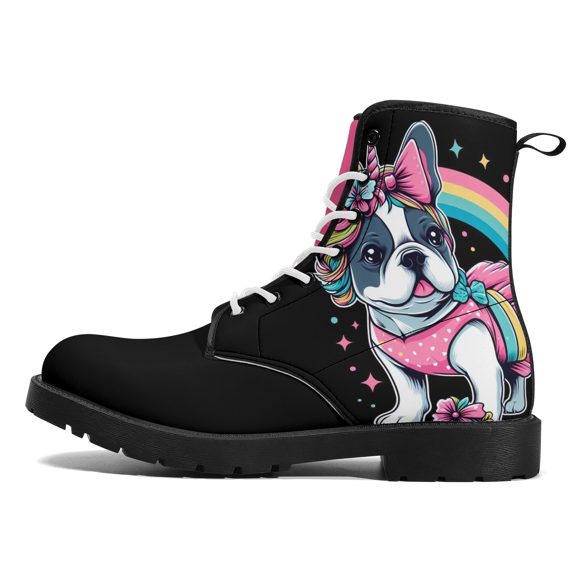 French Bulldog Leather Fashion Boots for Dog Moms & Dads-fadou