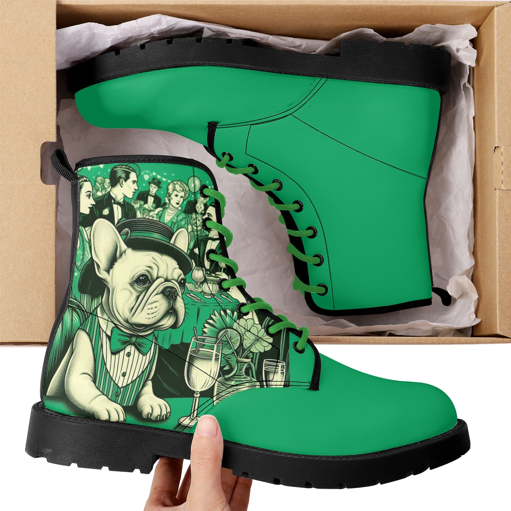 Frenchie Leather Ankle Booties for Frenchie Enthusiasts-fadou