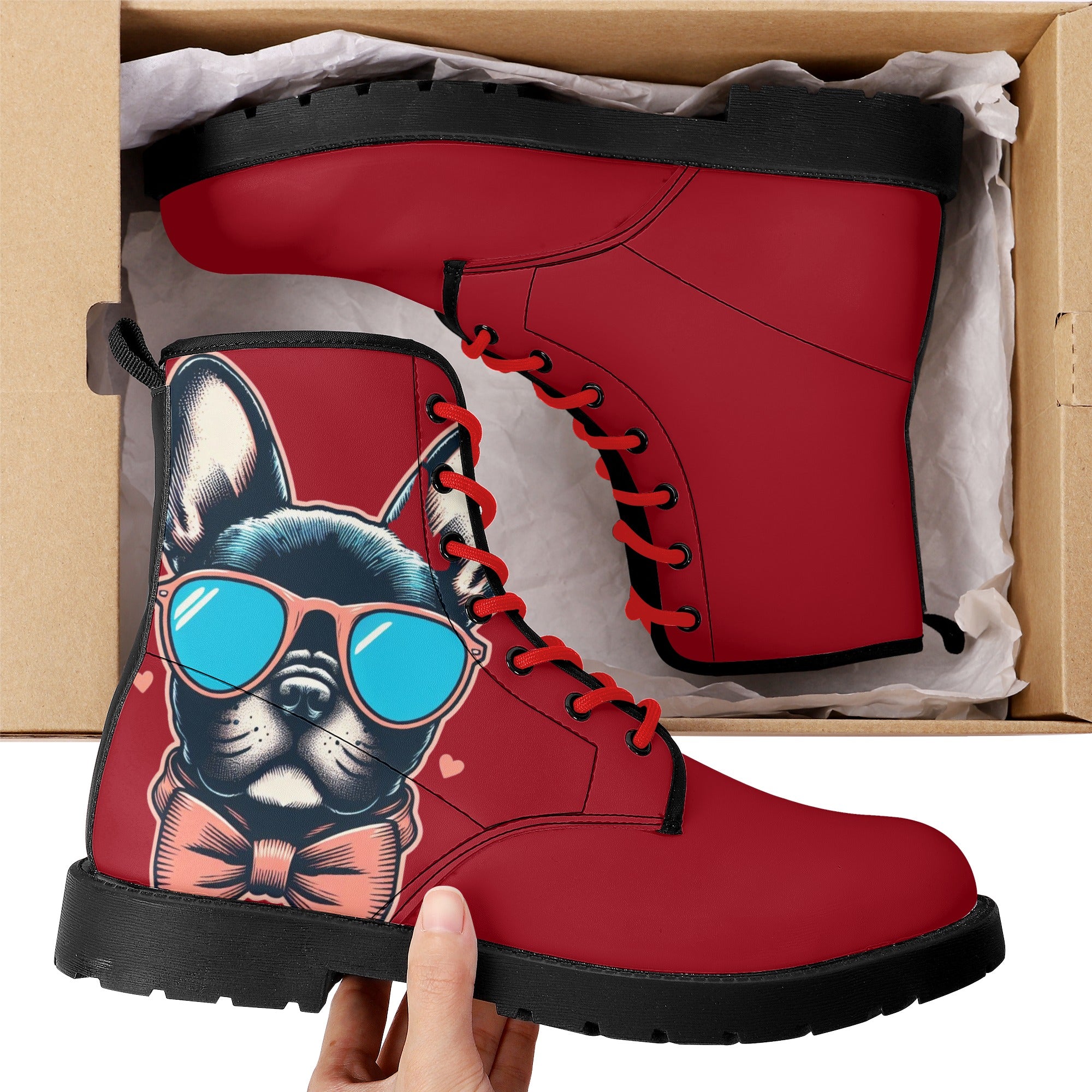 Roxy French Bulldog Leather Boots for Frenchie Enthusiasts-fadou