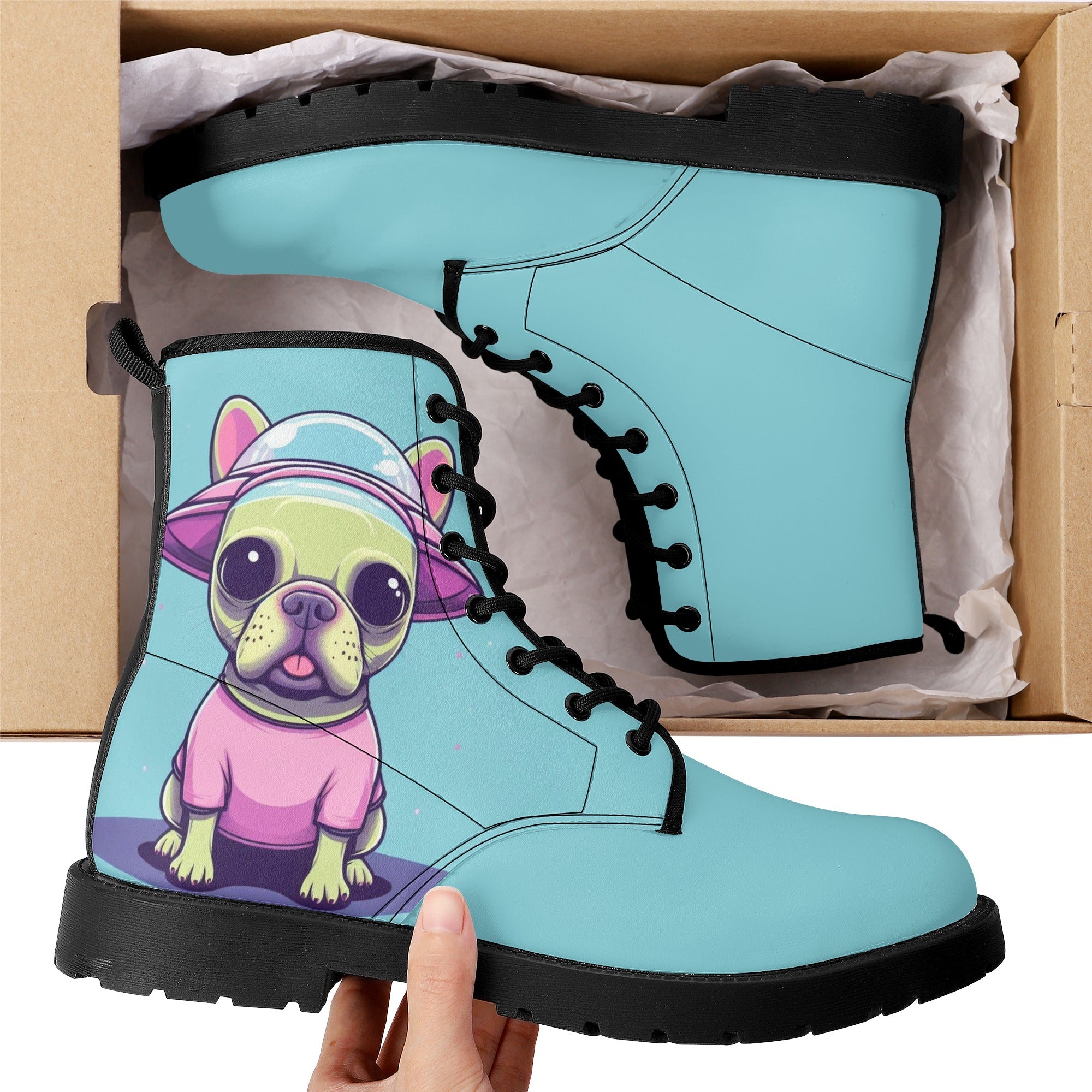 French Bulldog Leather Casual Boots for Dog Moms & Dads-fadou