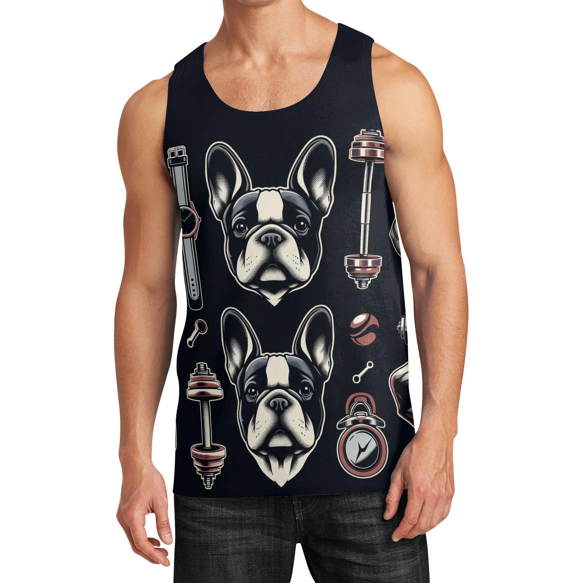 Kobe French Bulldog Muscle Tank for Frenchie Enthusiasts-fadou