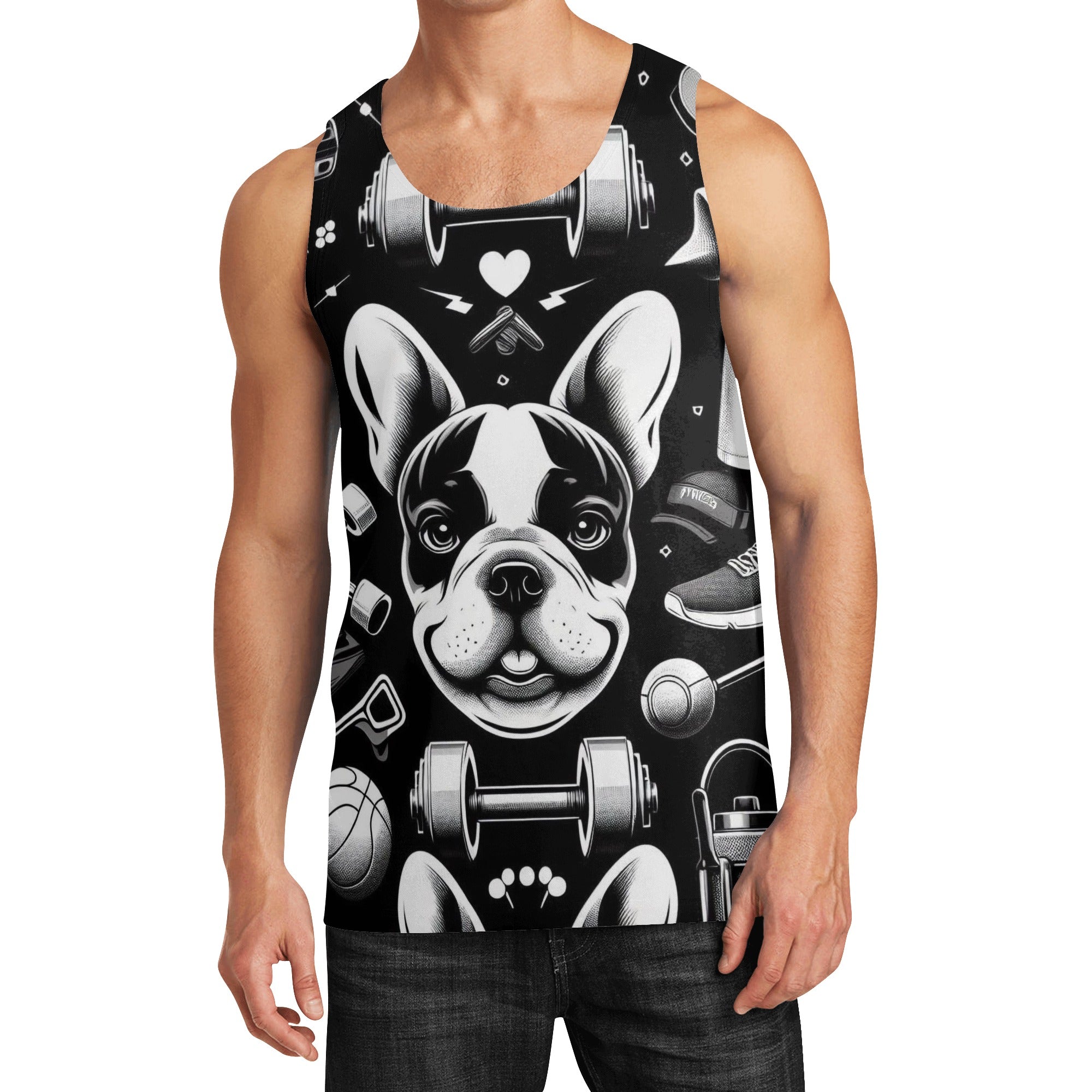 Lucky French Bulldog Muscle Tank for Frenchie Enthusiasts-fadou