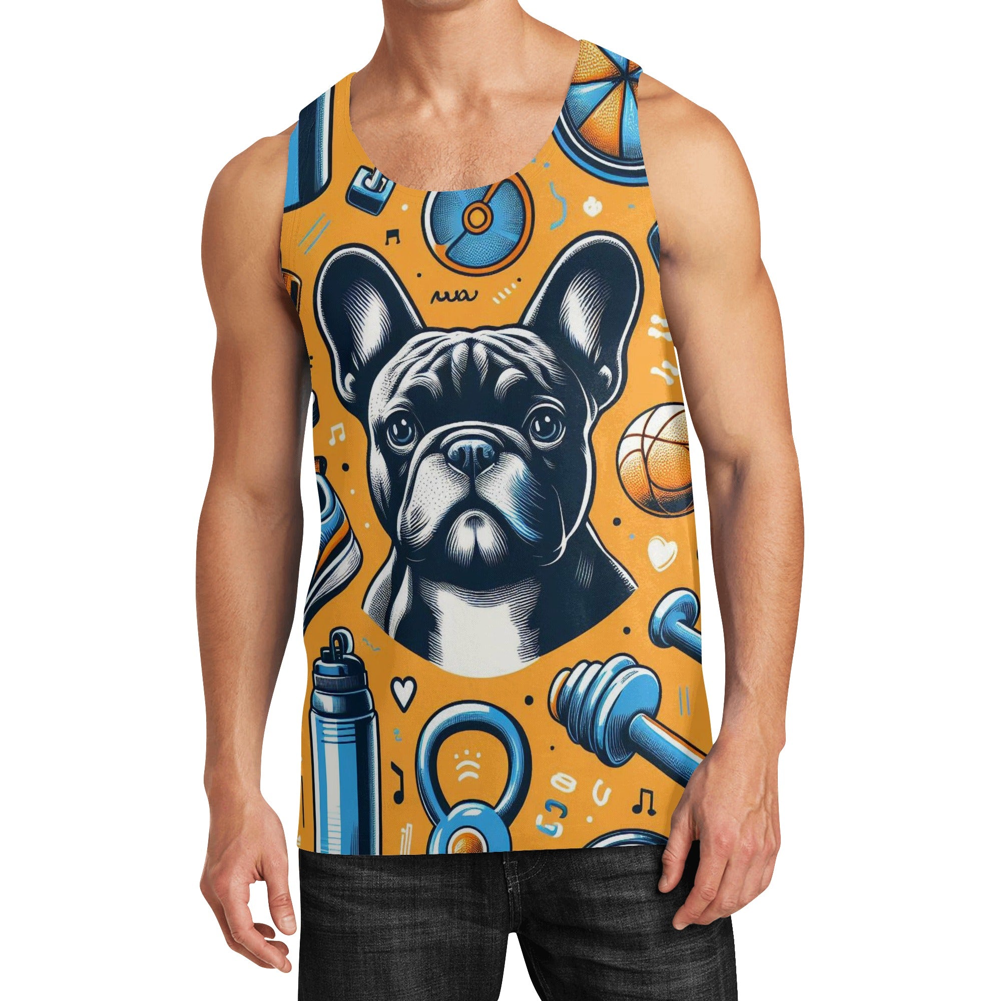 Bruno French Bulldog Sleeveless Tee for Frenchie Enthusiasts-fadou