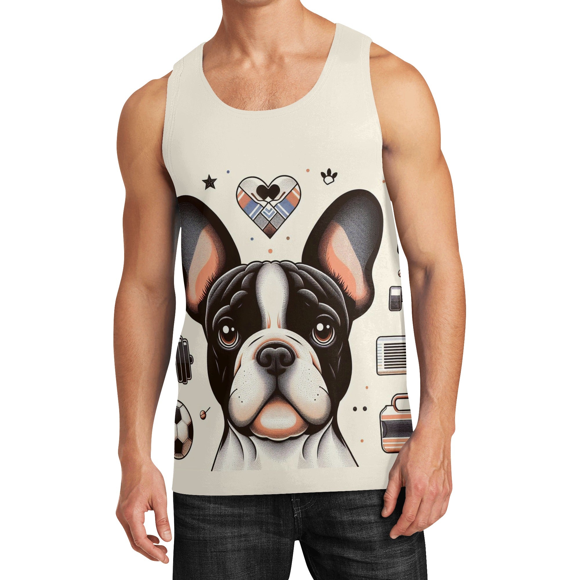 Moose French Bulldog Muscle Tank for Frenchie Enthusiasts-fadou