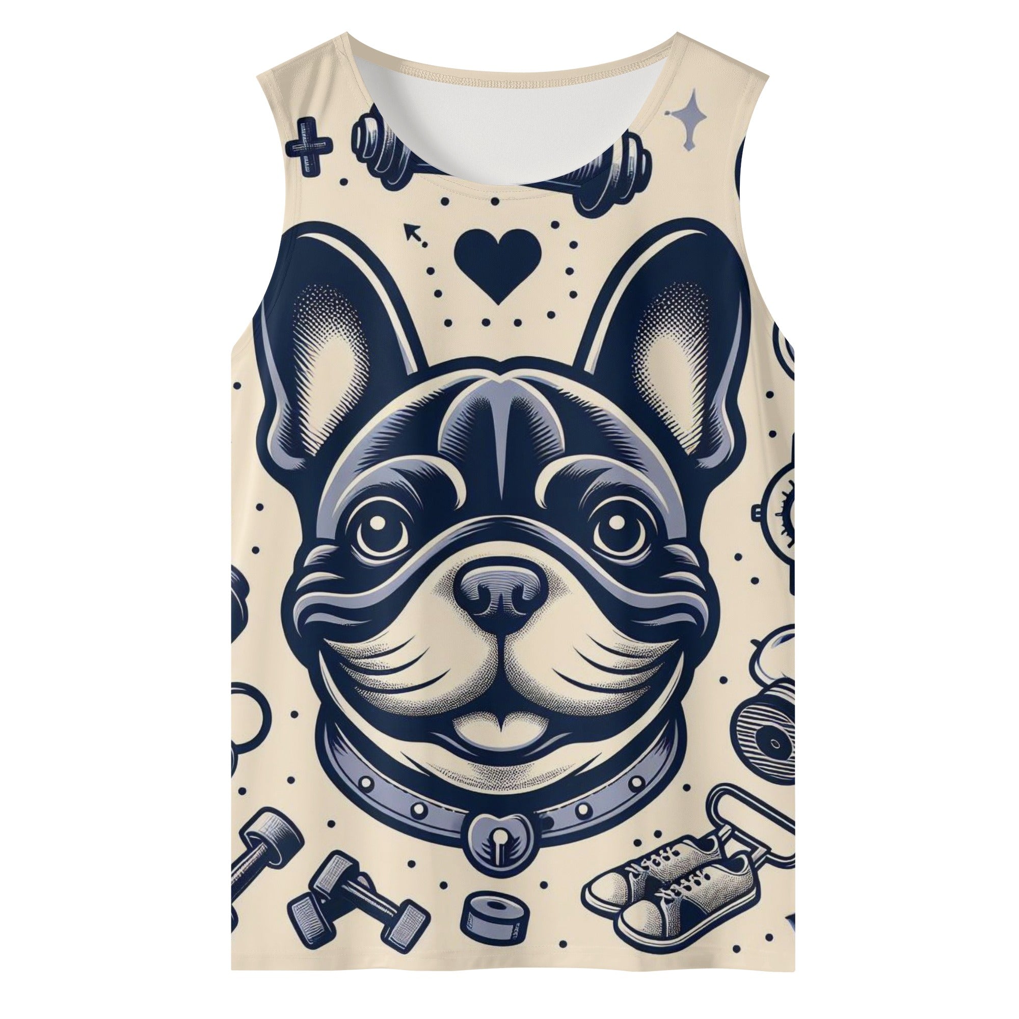 Louie French Bulldog Sleeveless Tee for Frenchie Enthusiasts-fadou