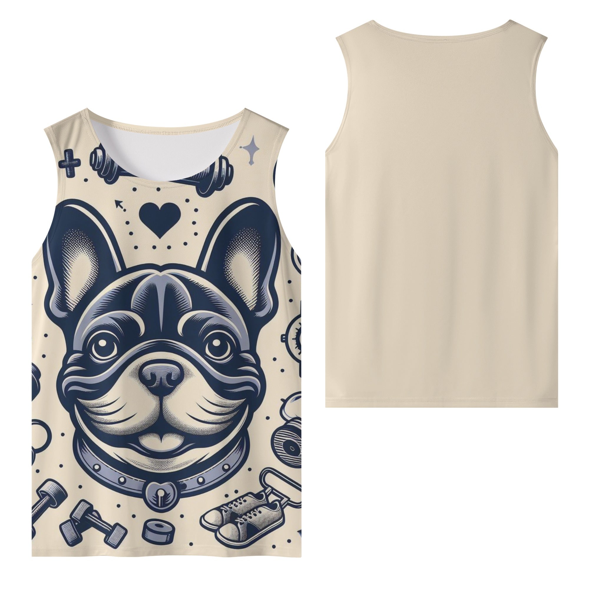 Louie French Bulldog Sleeveless Tee for Frenchie Enthusiasts-fadou