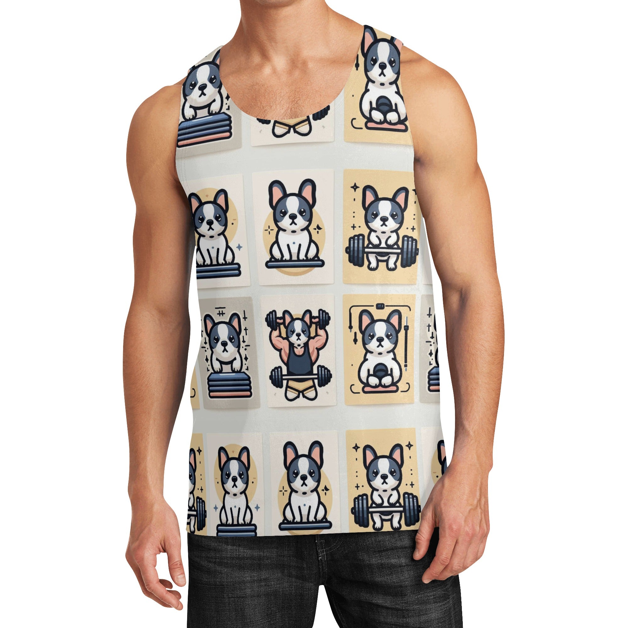 Ace French Bulldog Sleeveless Tee for Frenchie Enthusiasts-fadou
