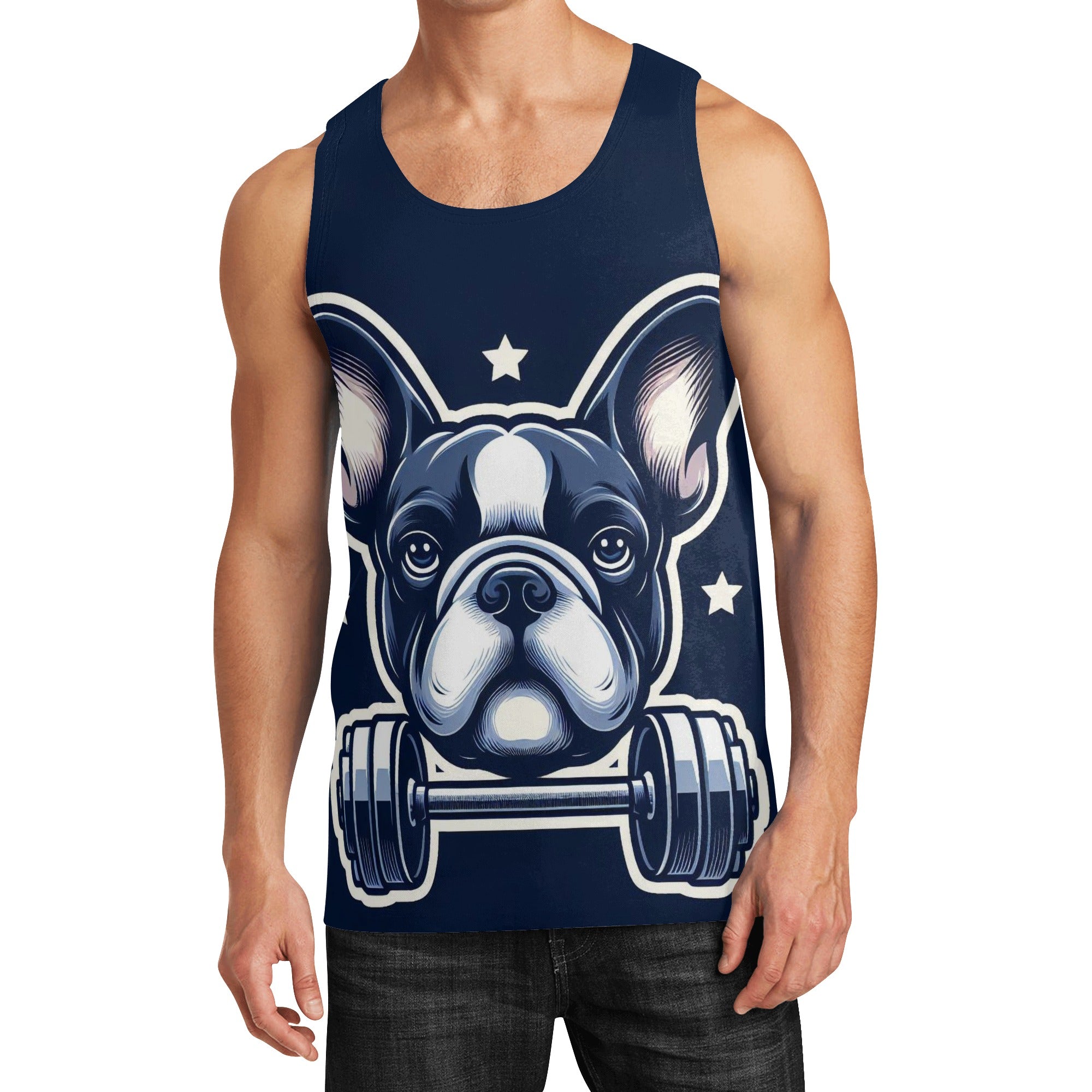 Joey French Bulldog Sleeveless Tee for Frenchie Enthusiasts-fadou