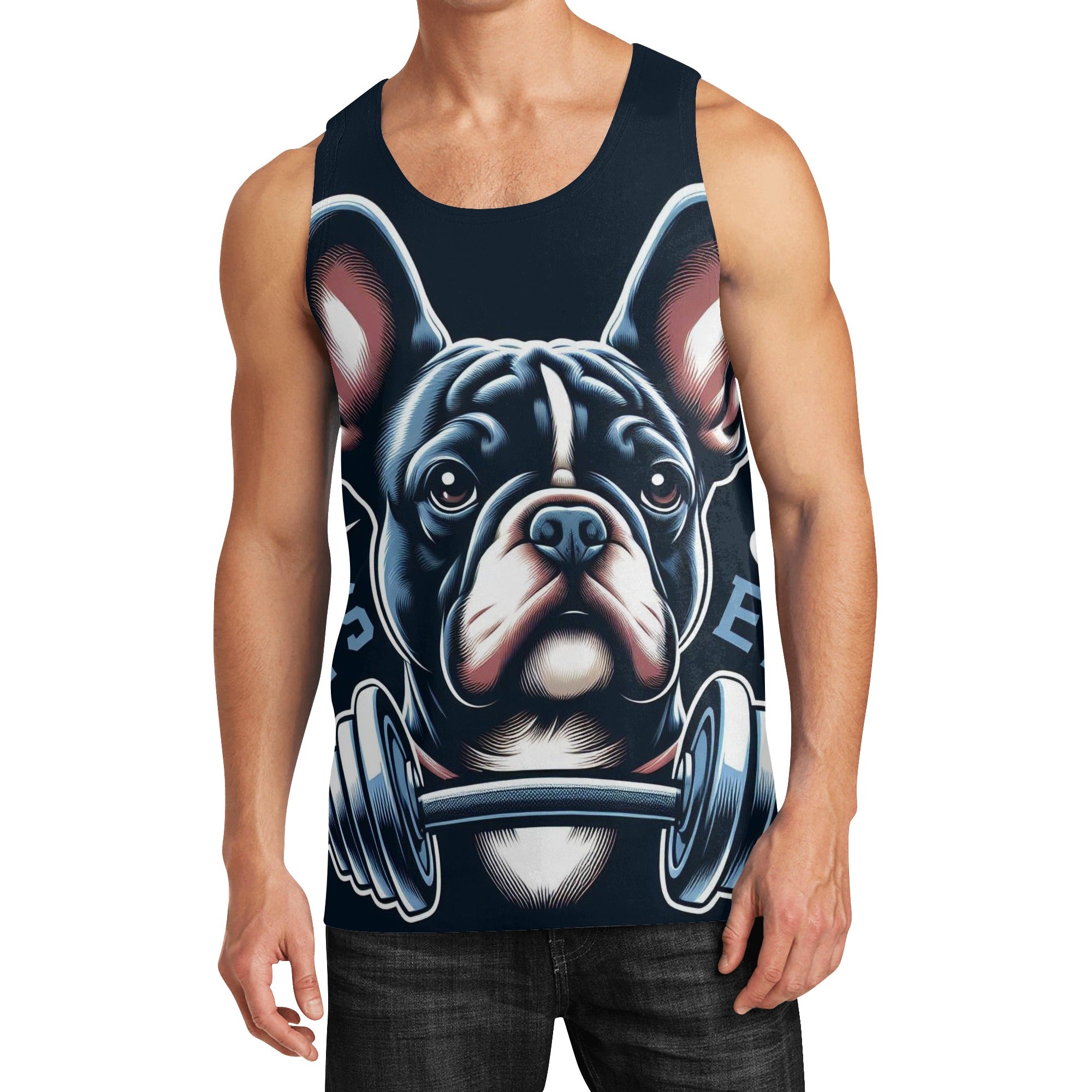 Archie French Bulldog Muscle Tank for Frenchie Enthusiasts-fadou