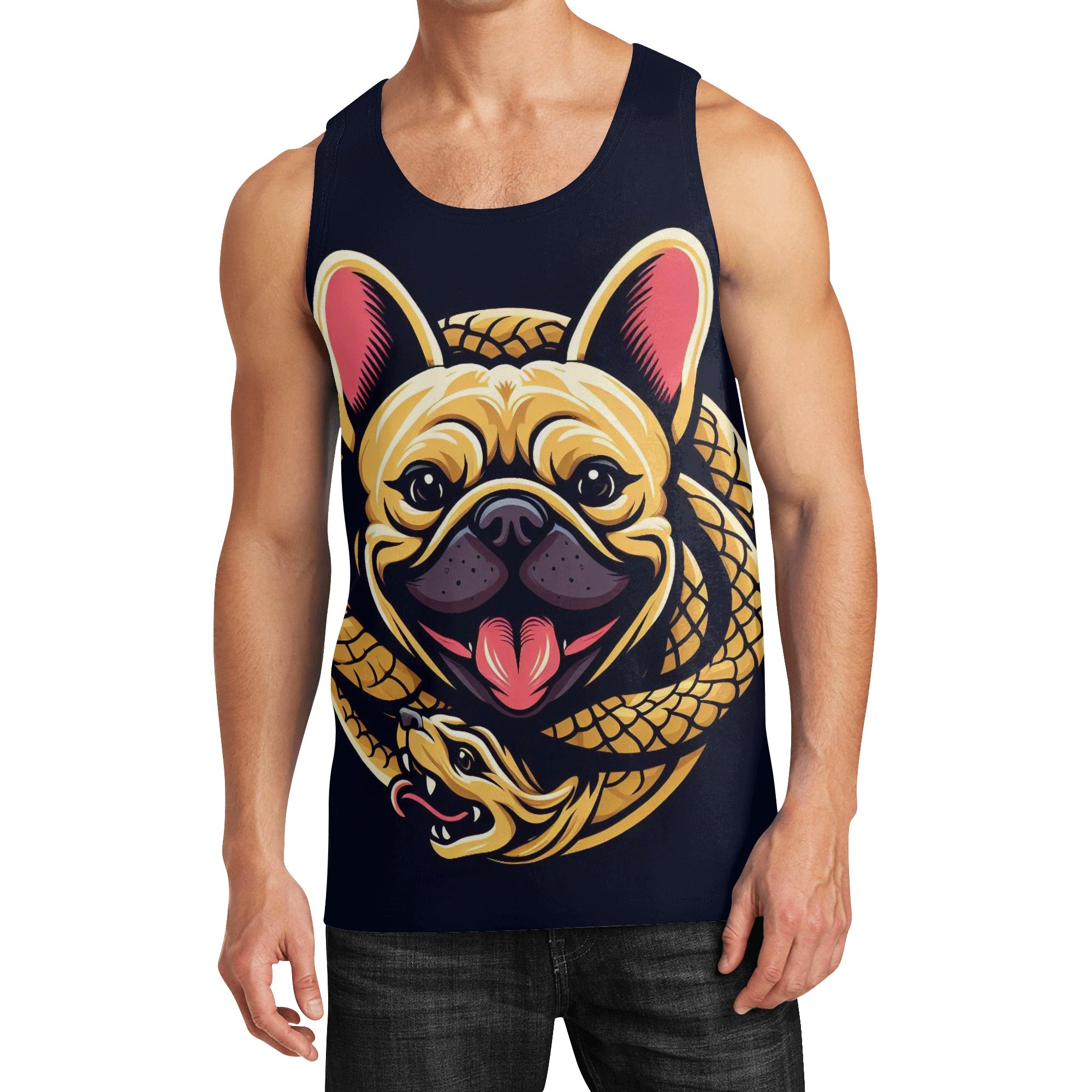 Buddy French Bulldog Sleeveless Tee for Frenchie Enthusiasts-fadou