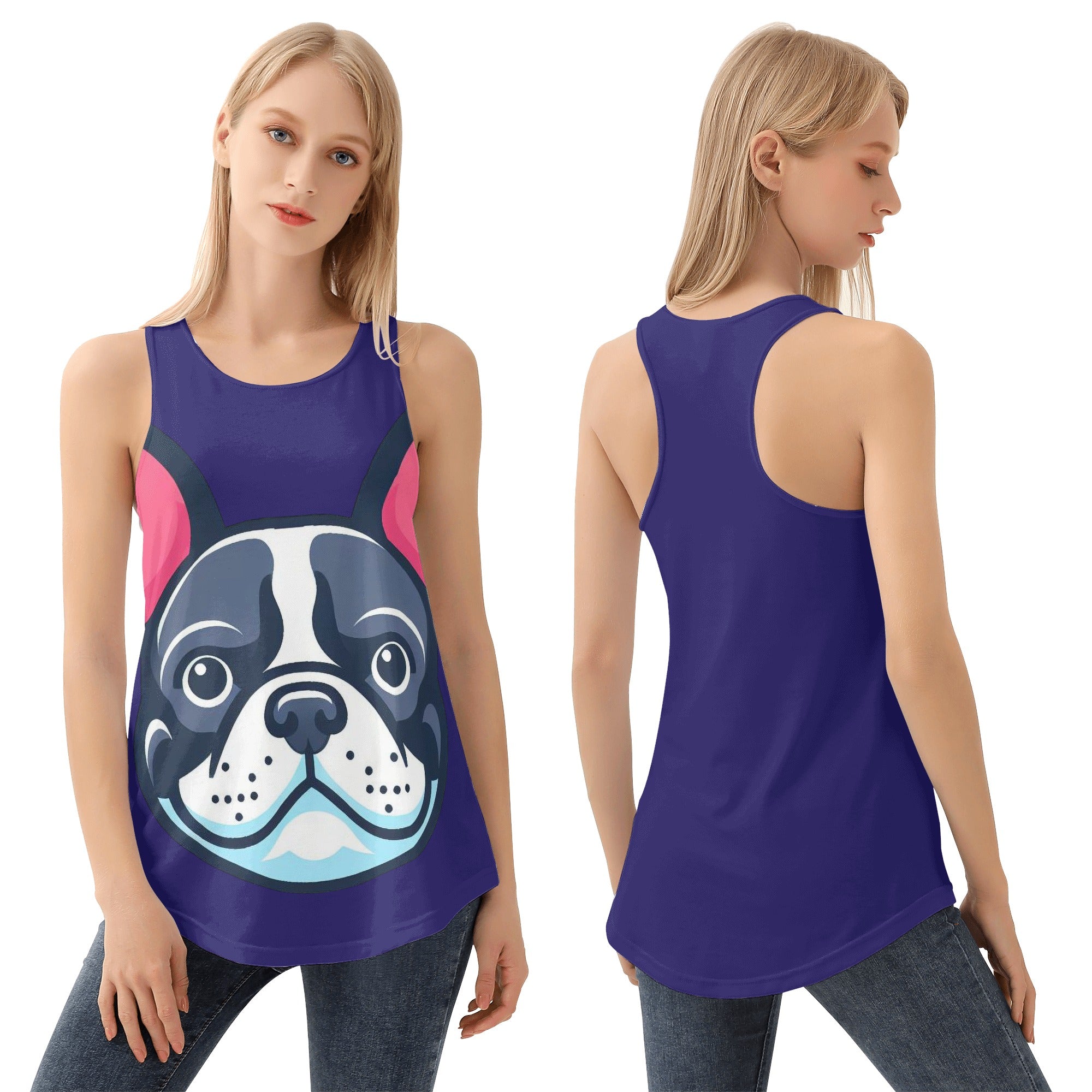 Hazel French Bulldog Sleeveless Tee for Frenchie Enthusiasts-fadou