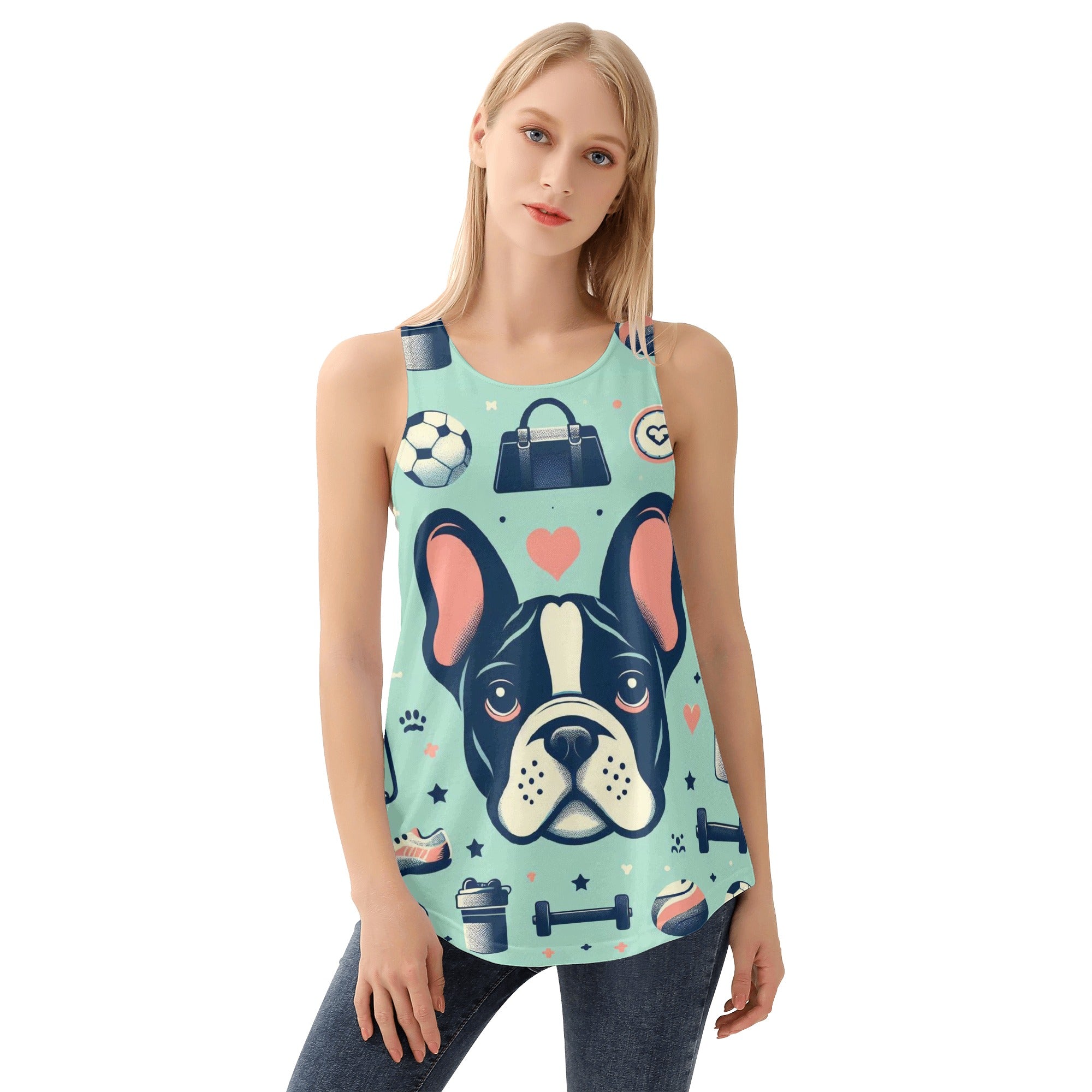 Ginger French Bulldog Sleeveless Tee for Dog Moms & Dads-fadou