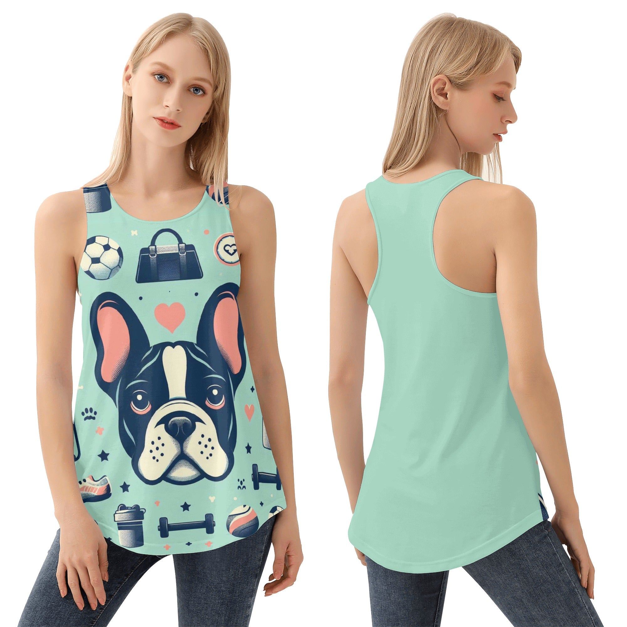 Ginger French Bulldog Sleeveless Tee for Dog Moms & Dads-fadou