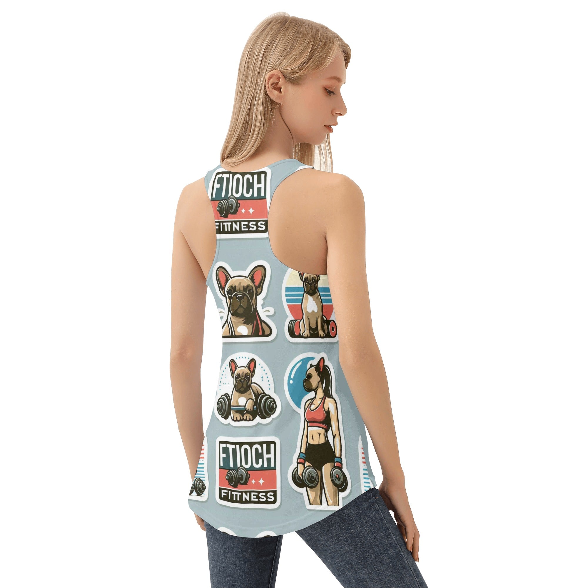 Lady French Bulldog Muscle Tank for Frenchie Enthusiasts-fadou