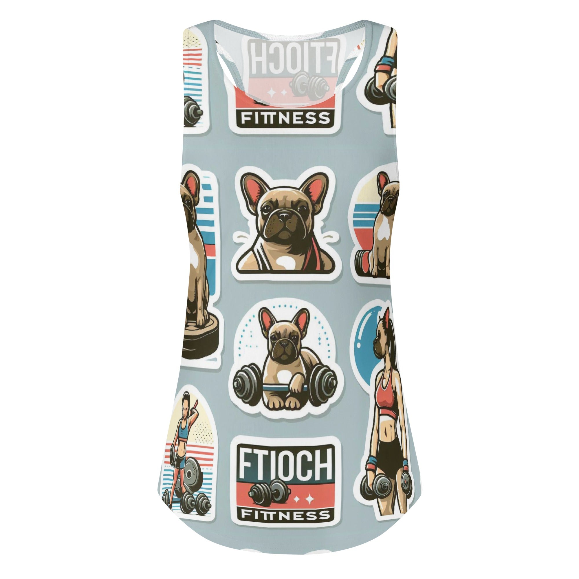 Lady French Bulldog Muscle Tank for Frenchie Enthusiasts-fadou