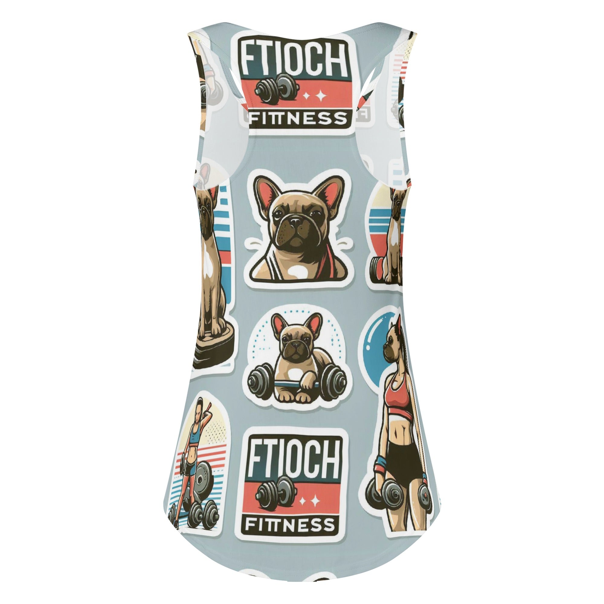 Lady French Bulldog Muscle Tank for Frenchie Enthusiasts-fadou