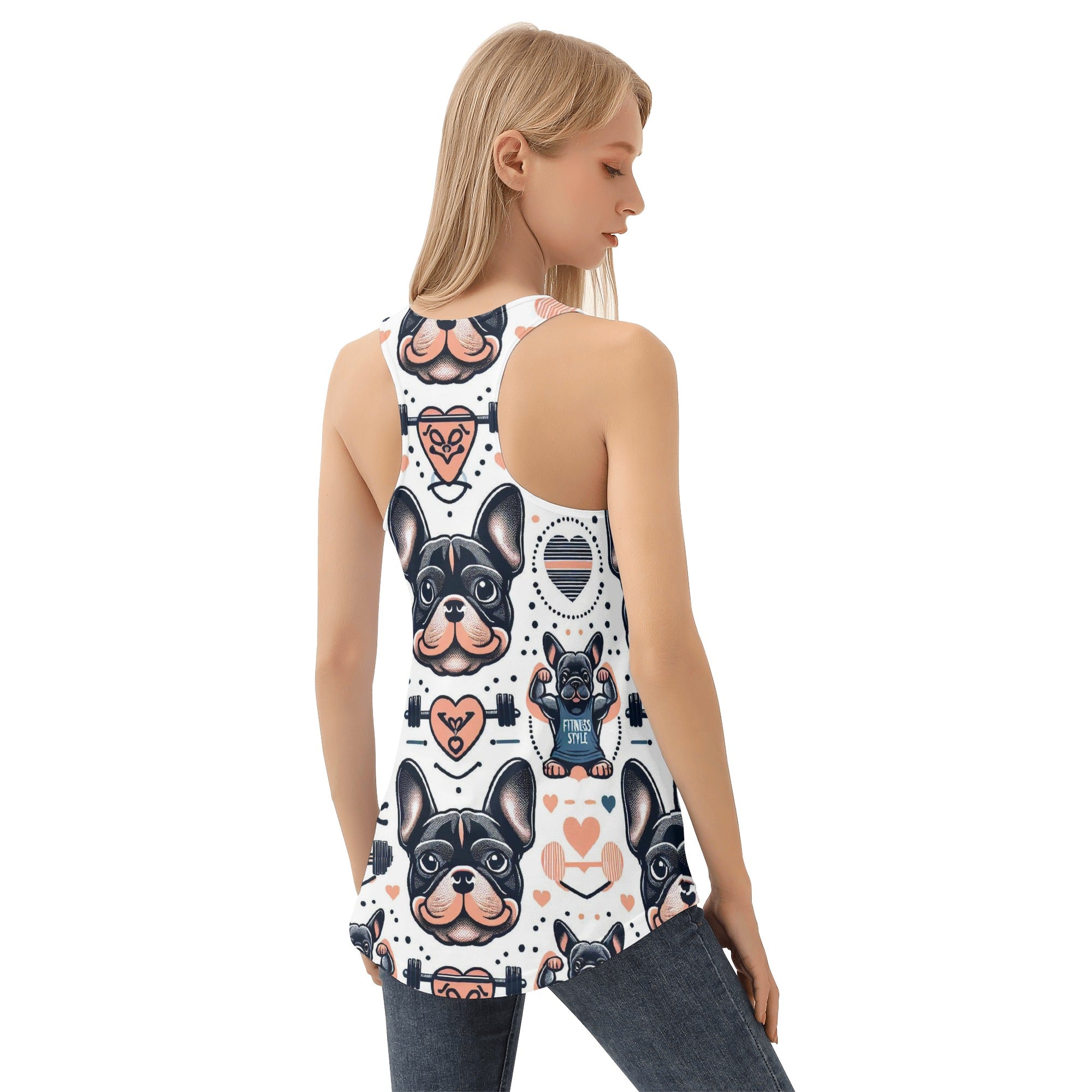 Molly French Bulldog Sleeveless Tee for Dog Moms & Dads-fadou