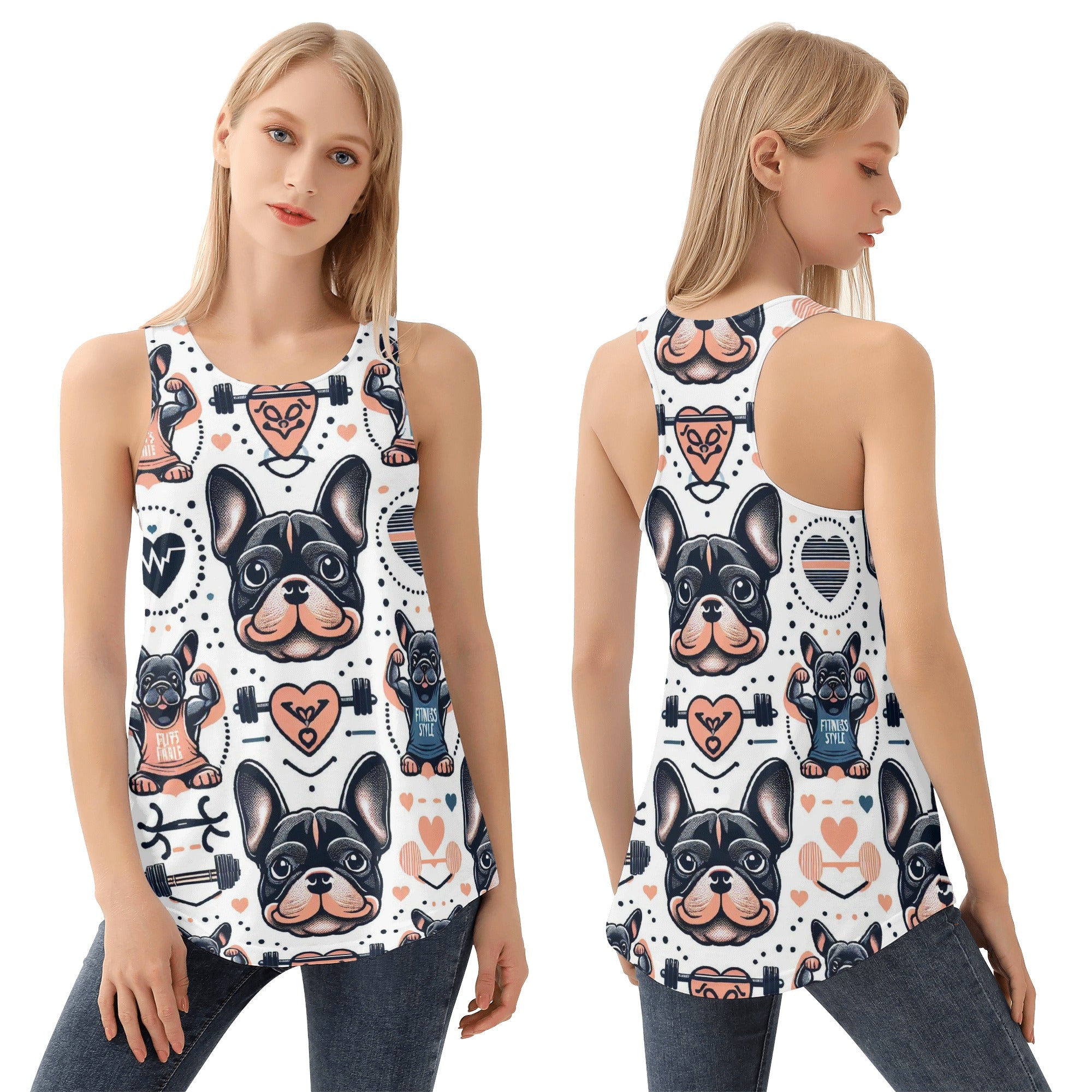 Molly French Bulldog Sleeveless Tee for Dog Moms & Dads-fadou