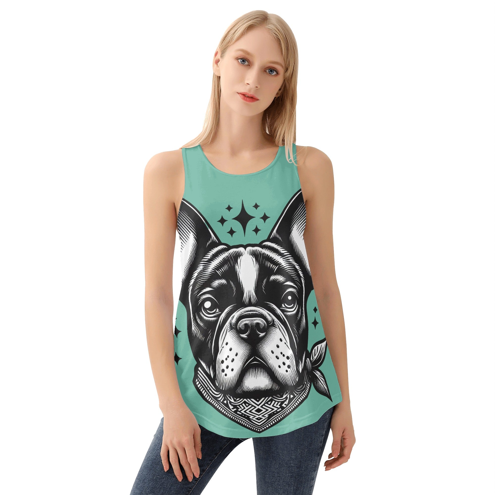 Winnie French Bulldog Sleeveless Tee for Dog Moms & Dads-fadou