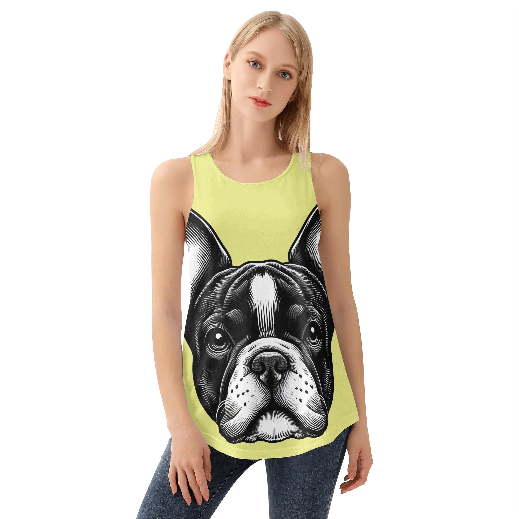 Lucy French Bulldog Sleeveless Tee for Frenchie Enthusiasts-fadou