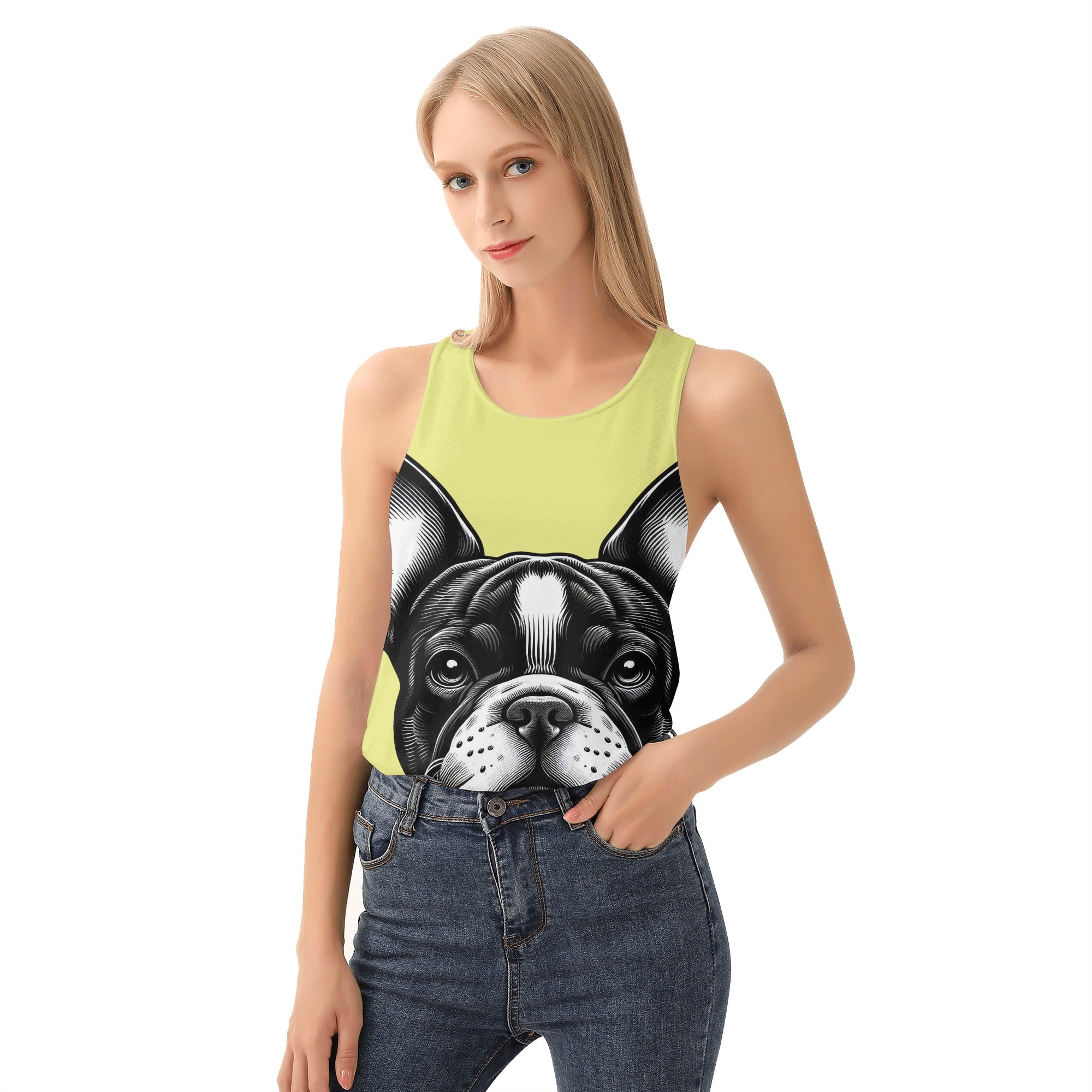 Lucy French Bulldog Sleeveless Tee for Frenchie Enthusiasts-fadou