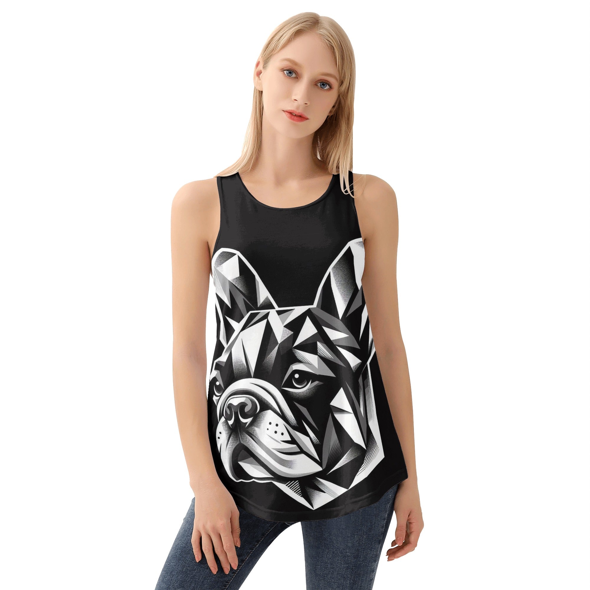Mia French Bulldog Sleeveless Tee for Frenchie Enthusiasts-fadou