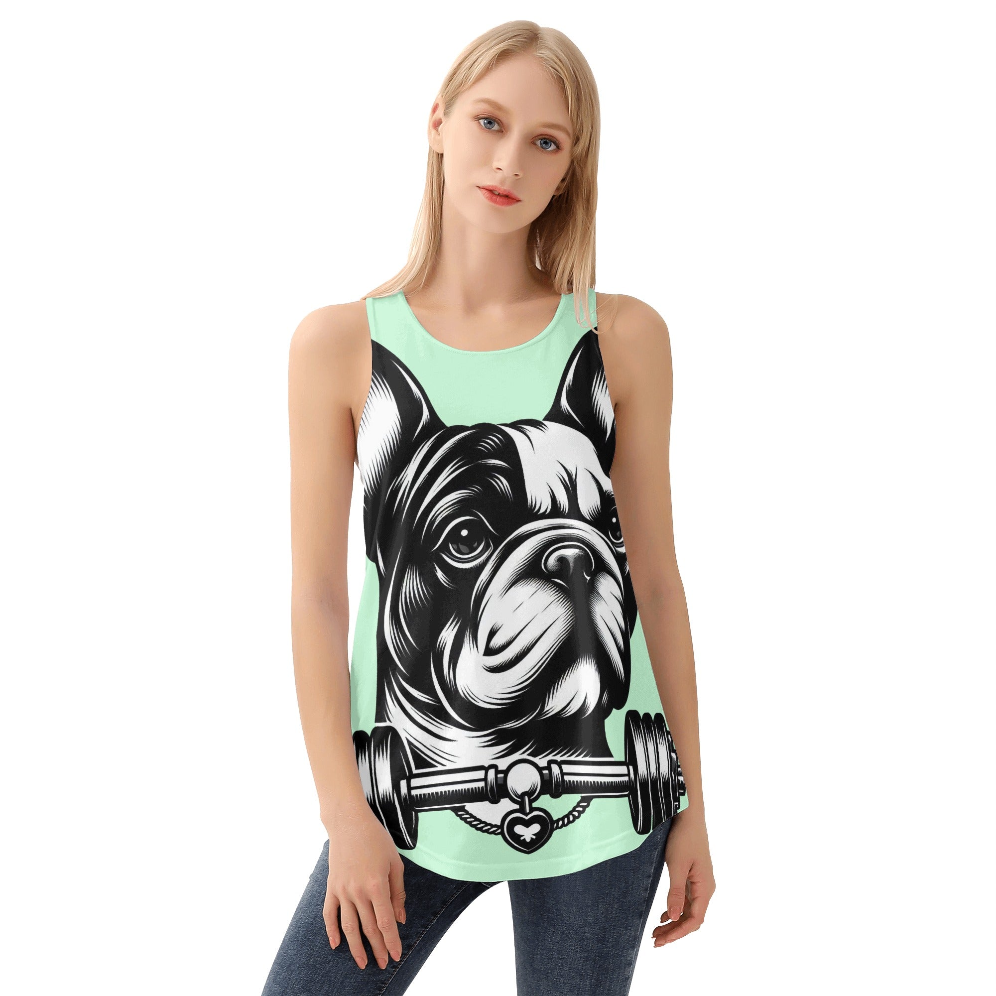 Lily French Bulldog Sleeveless Tee for Frenchie Enthusiasts-fadou