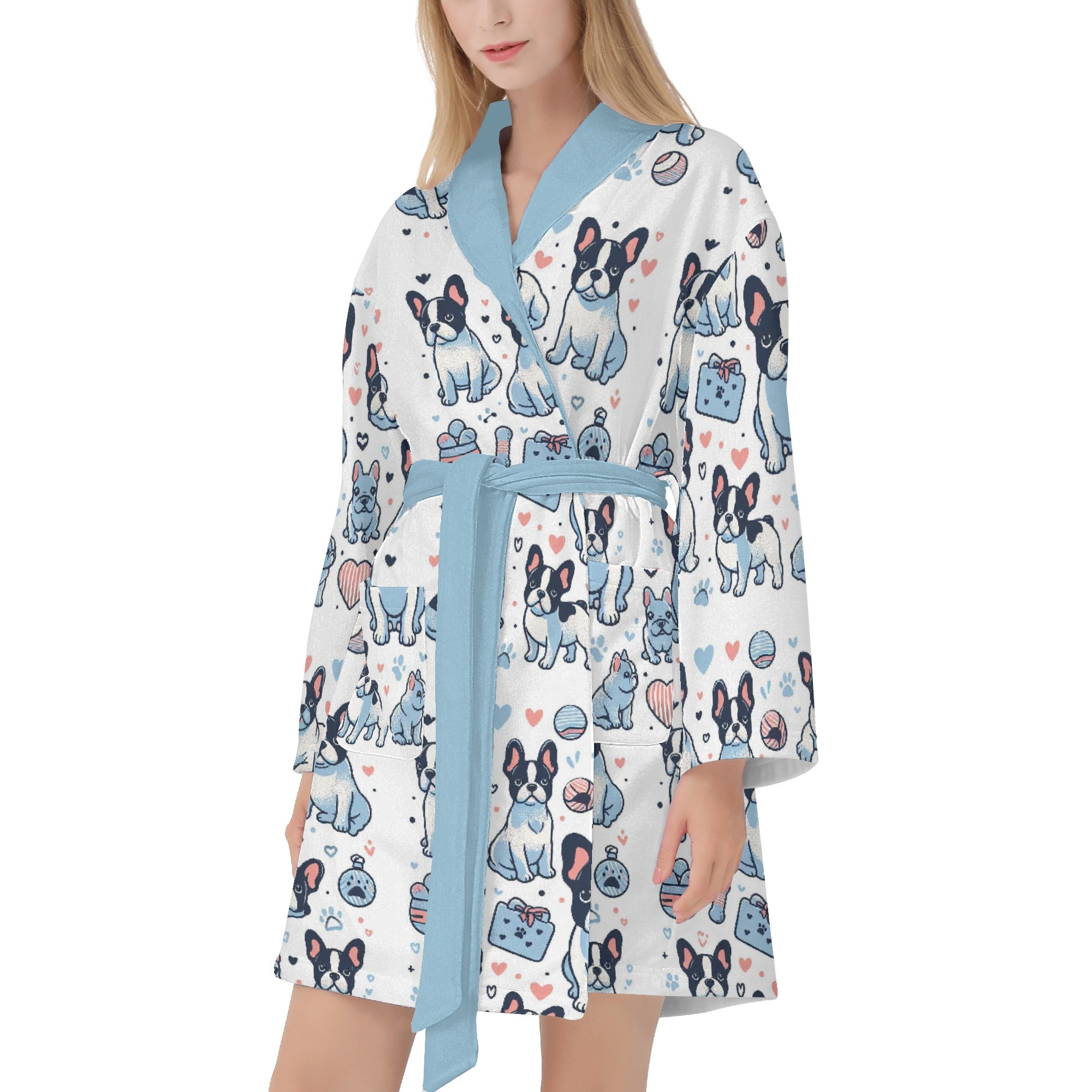 Lola French Bulldog Cotton Bathrobe for Dog Moms & Dads-fadou