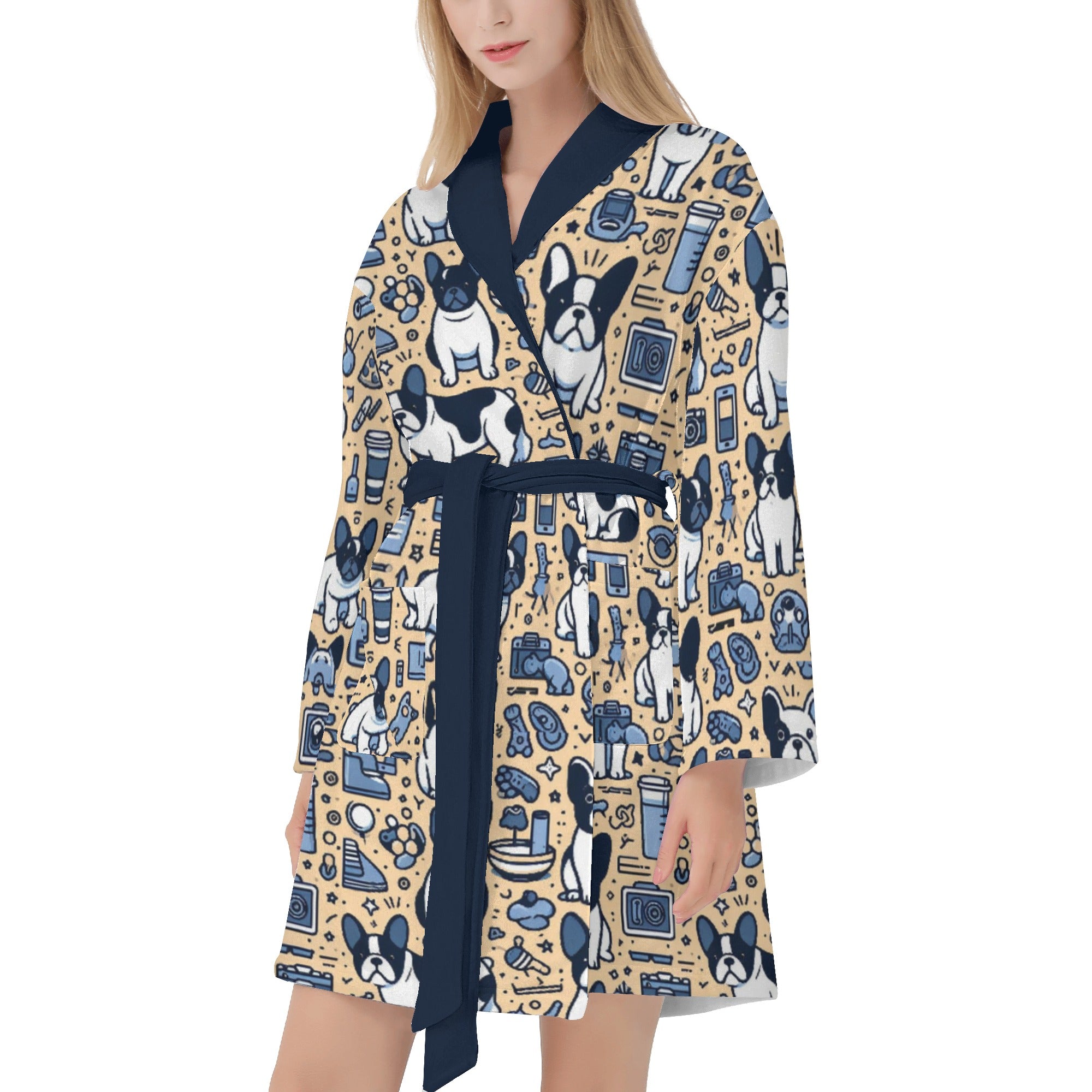Roxy French Bulldog Cotton Bathrobe for Frenchie Enthusiasts-fadou