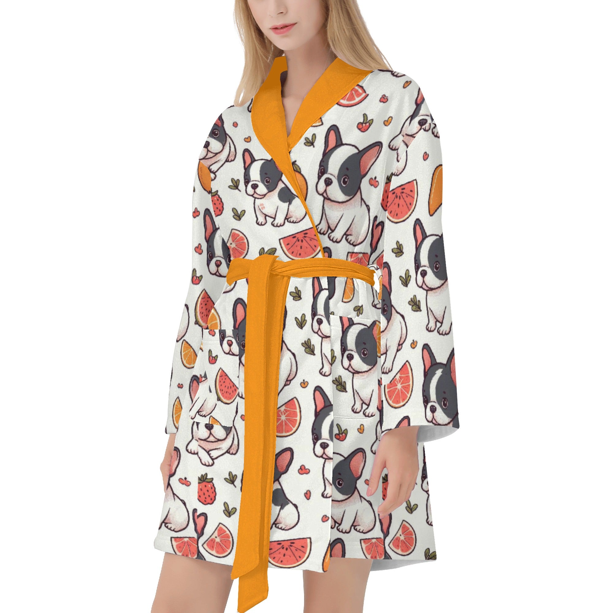 Coco French Bulldog Cotton Bathrobe for Frenchie Enthusiasts-fadou