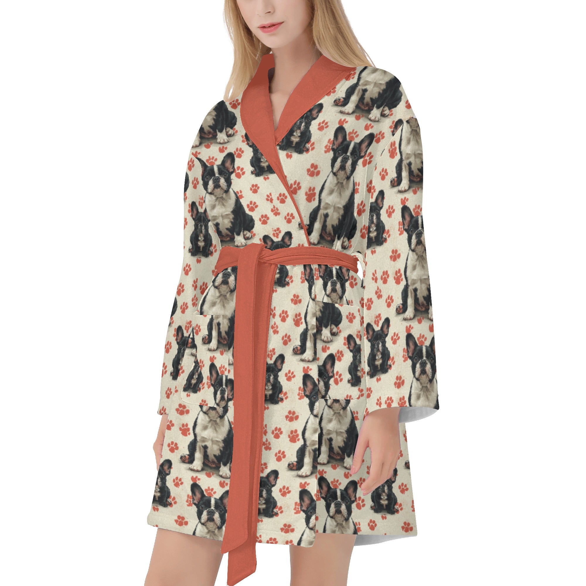 Lucy French Bulldog Cotton Bathrobe for Dog Moms & Dads-fadou