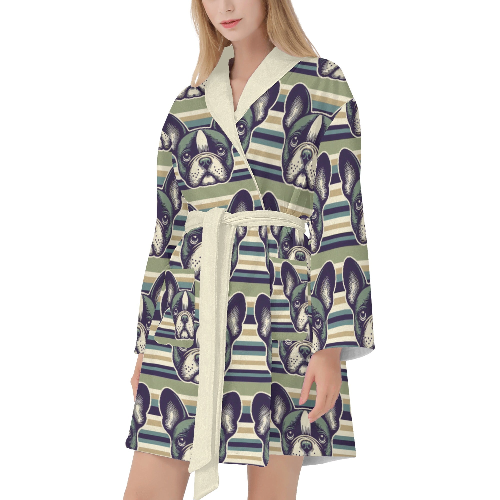 Bailey French Bulldog Cotton Bathrobe for Frenchie Enthusiasts-fadou