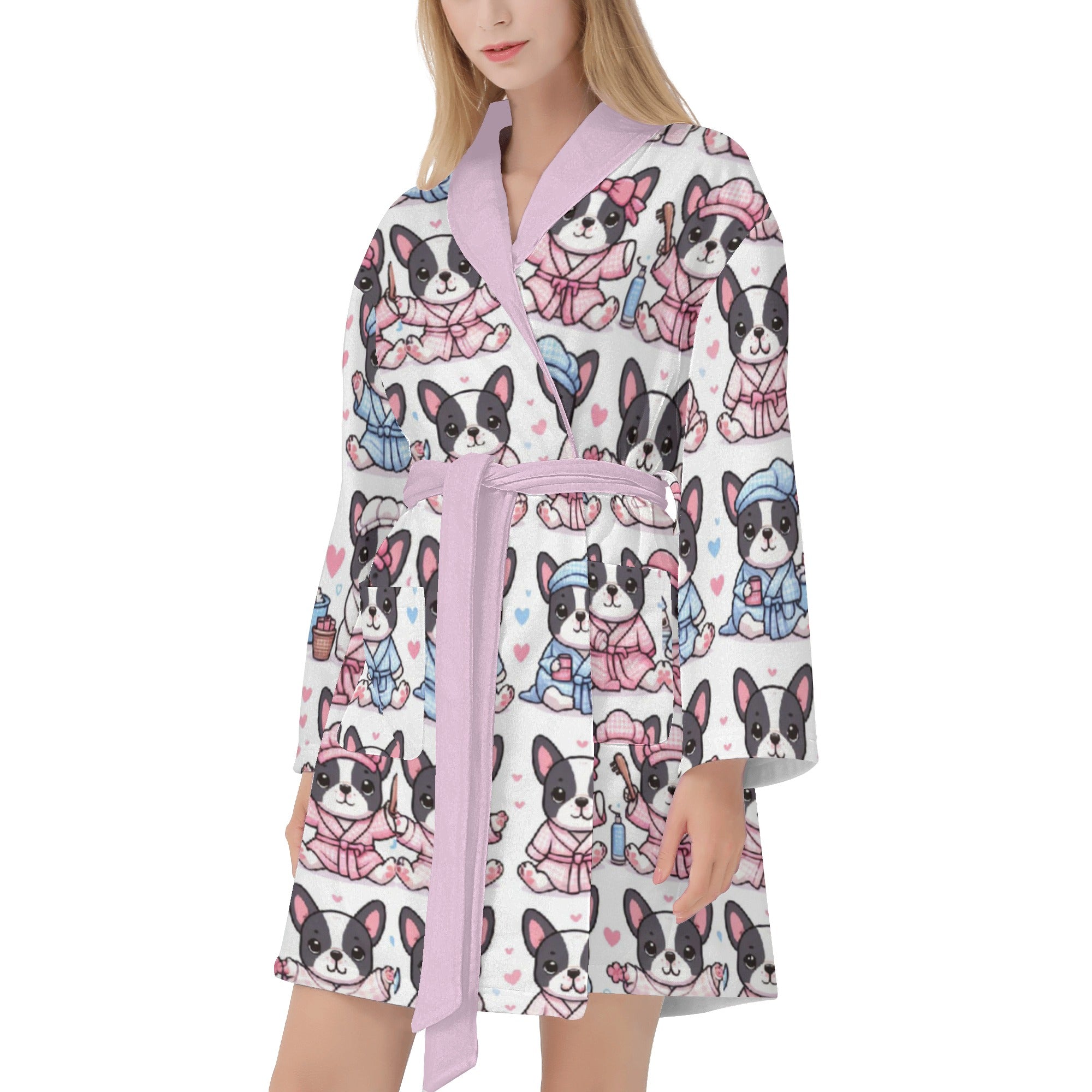 Kona French Bulldog Cotton Bathrobe for Dog Moms & Dads-fadou