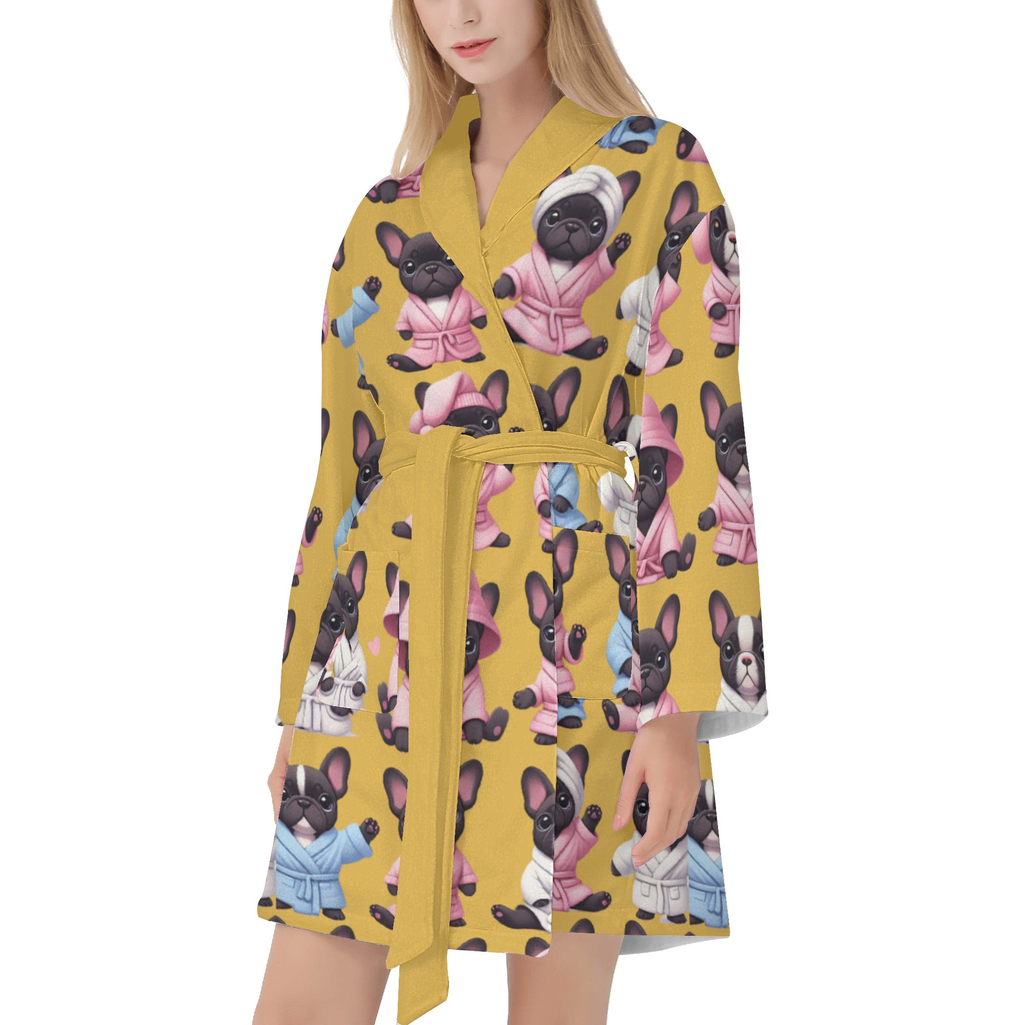 Lily French Bulldog Cotton Bathrobe for Dog Moms & Dads-fadou