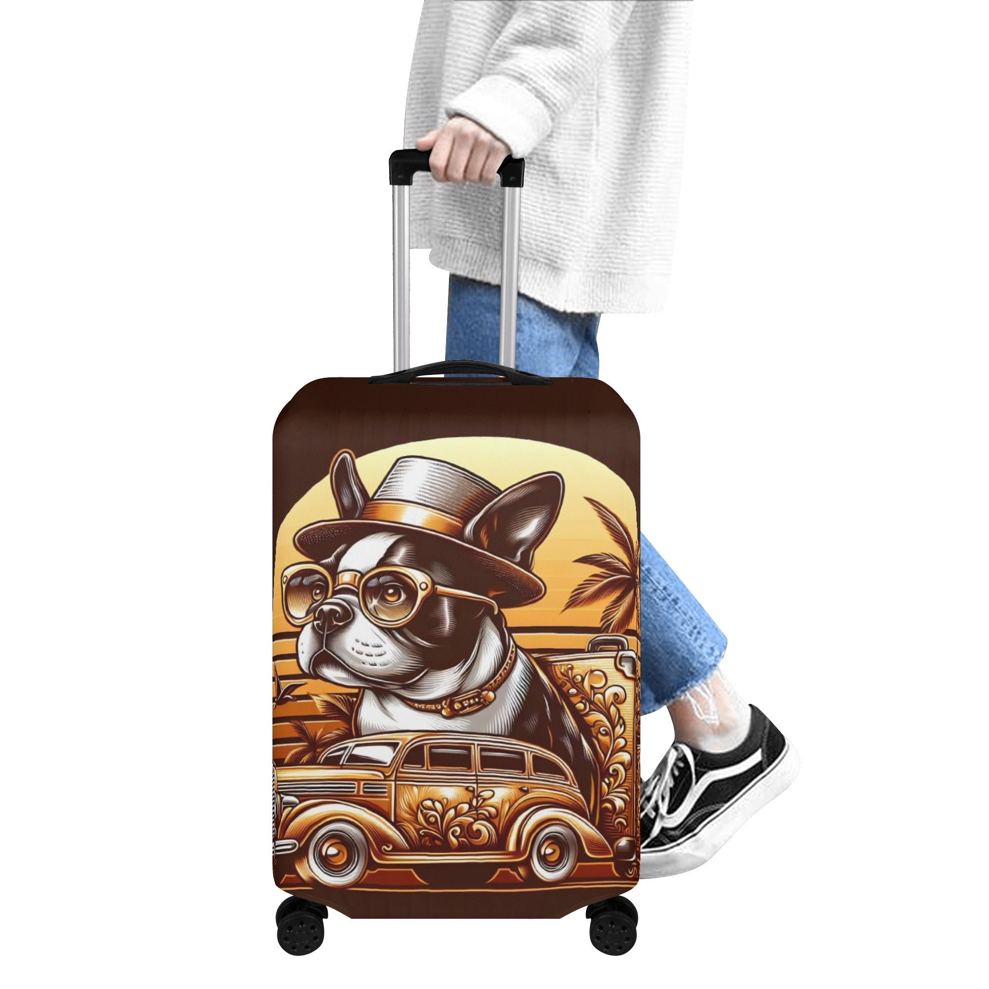 Theo - Luggage Cover for Boston Terrier Lovers for Bulldog Owners-fadou