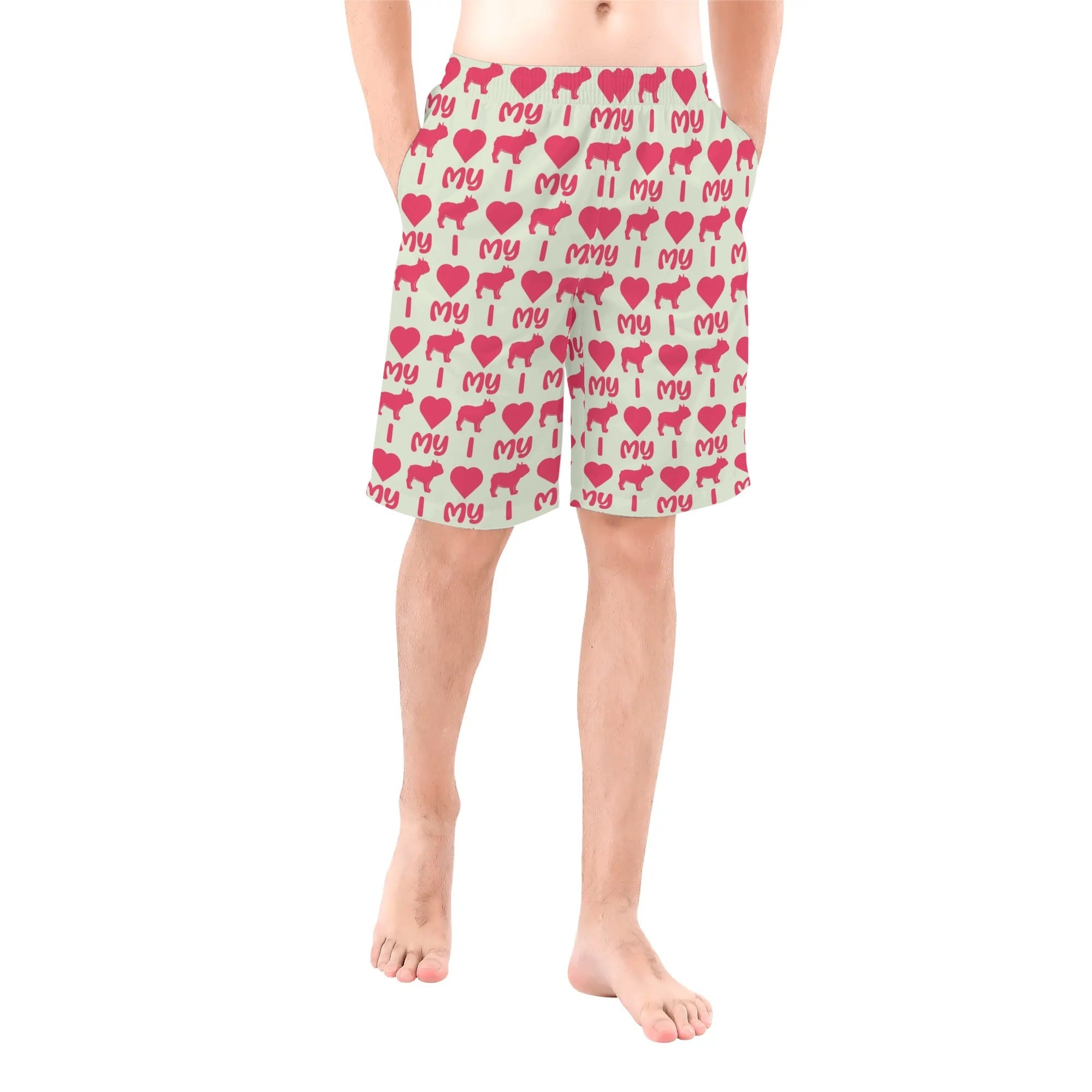 Frenchie All-Over Print Board Shorts for Bulldog Owners-fadou