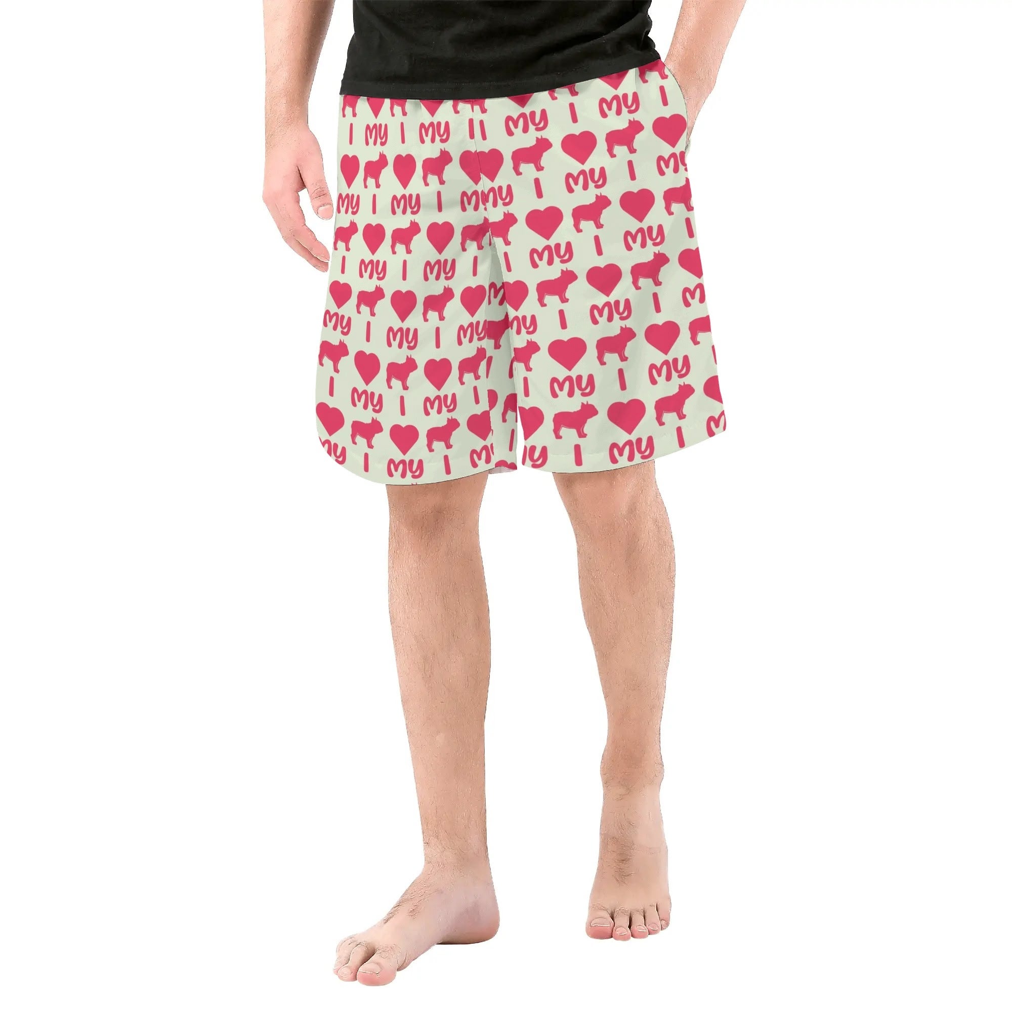 Frenchie All-Over Print Board Shorts for Bulldog Owners-fadou
