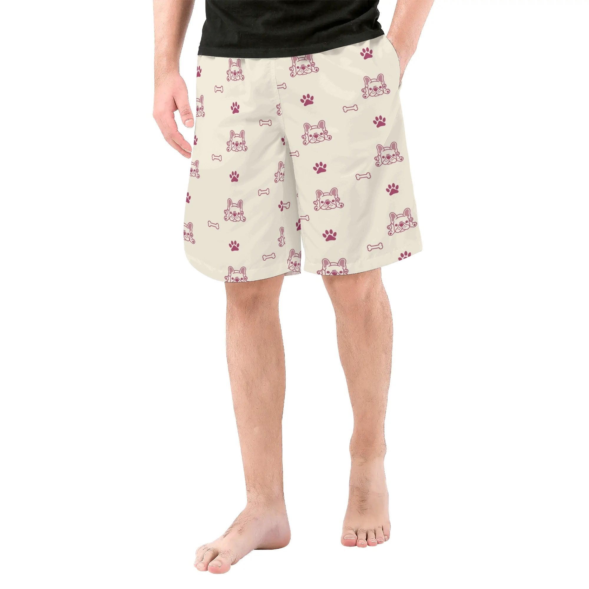 Men's All-Over Print Casual Shorts for Frenchie Enthusiasts-fadou
