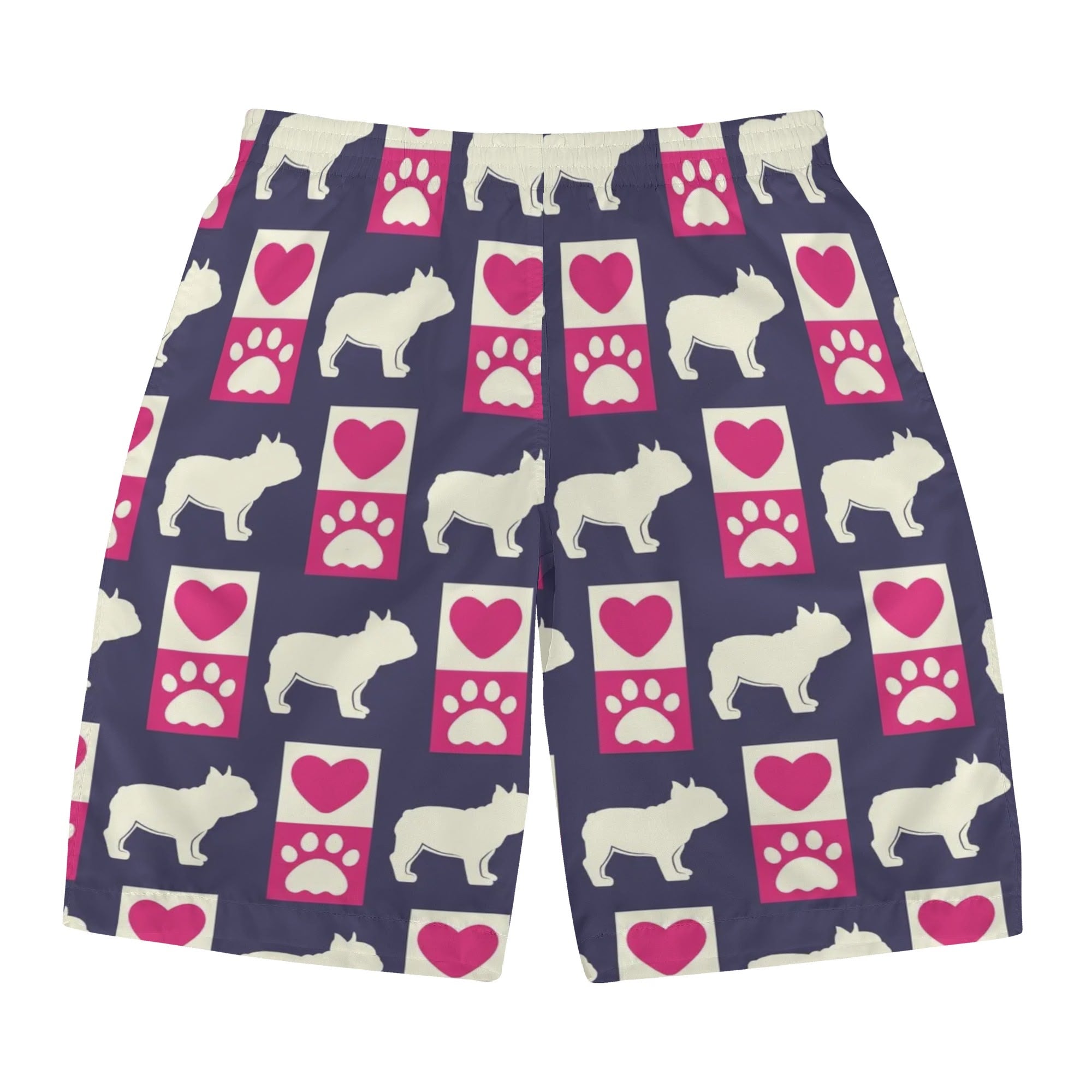 Finn All-Over Print Casual Shorts for Frenchie Enthusiasts-fadou