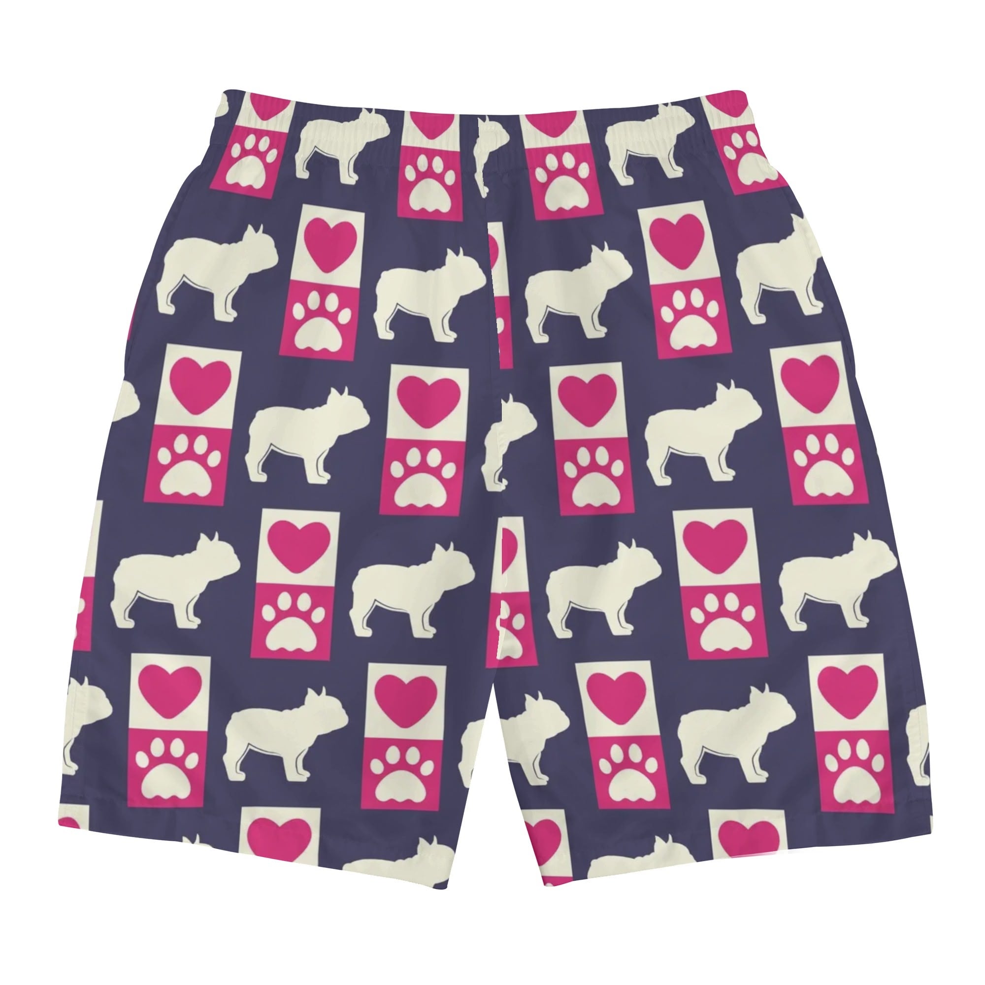 Finn All-Over Print Casual Shorts for Frenchie Enthusiasts-fadou