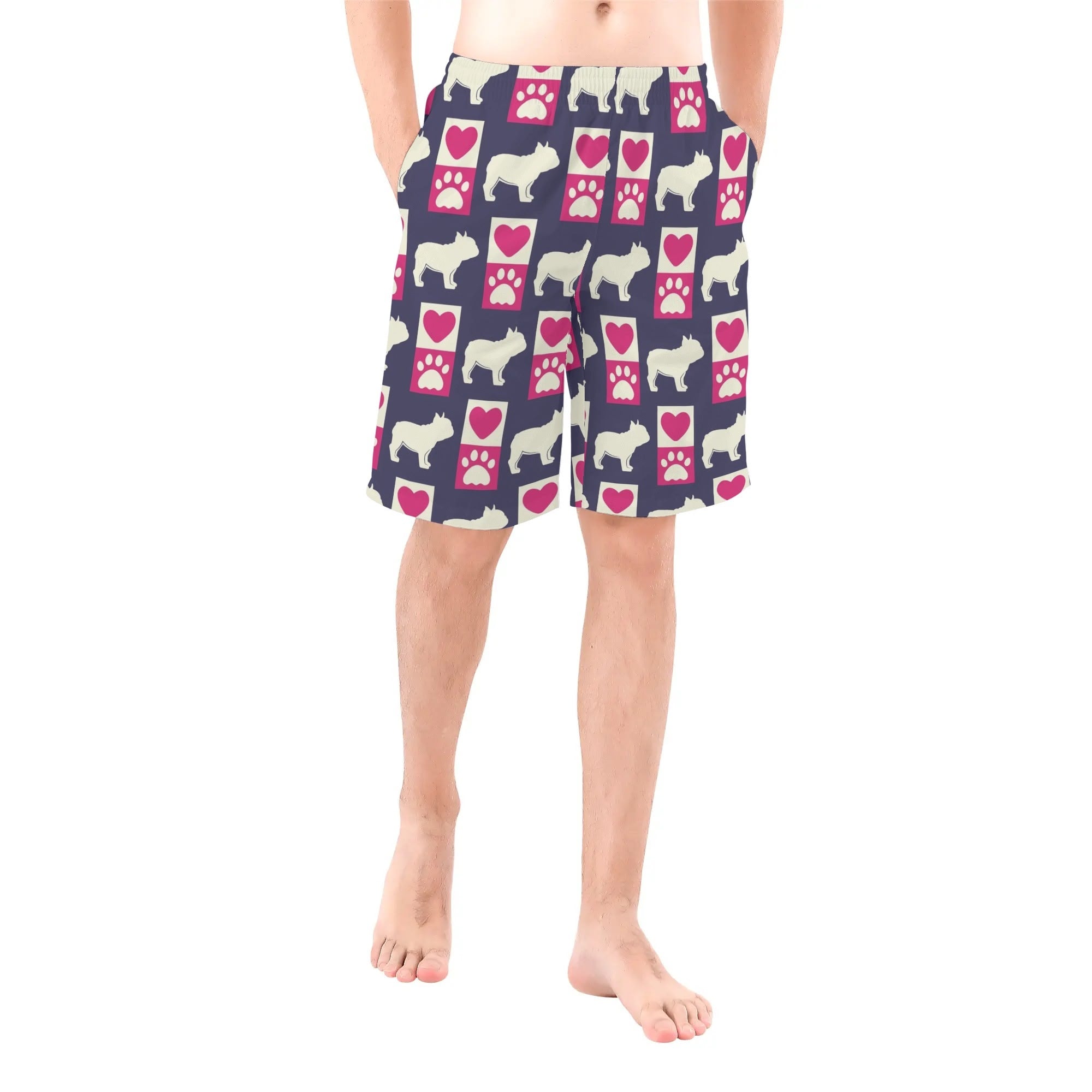 Finn All-Over Print Casual Shorts for Frenchie Enthusiasts-fadou