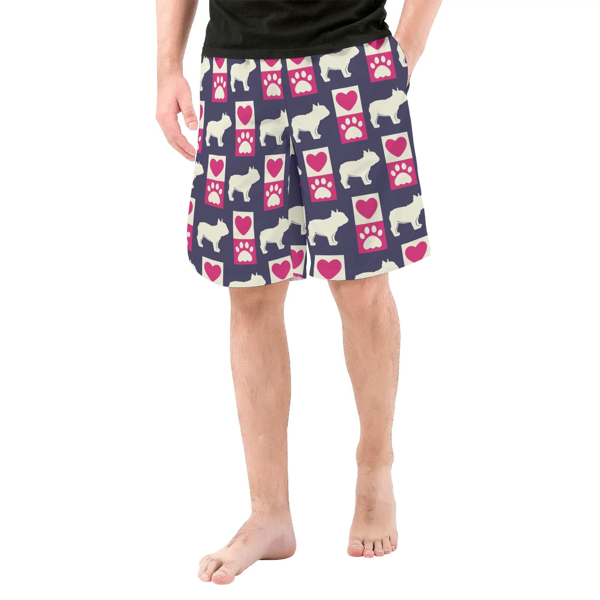 Finn All-Over Print Casual Shorts for Frenchie Enthusiasts-fadou
