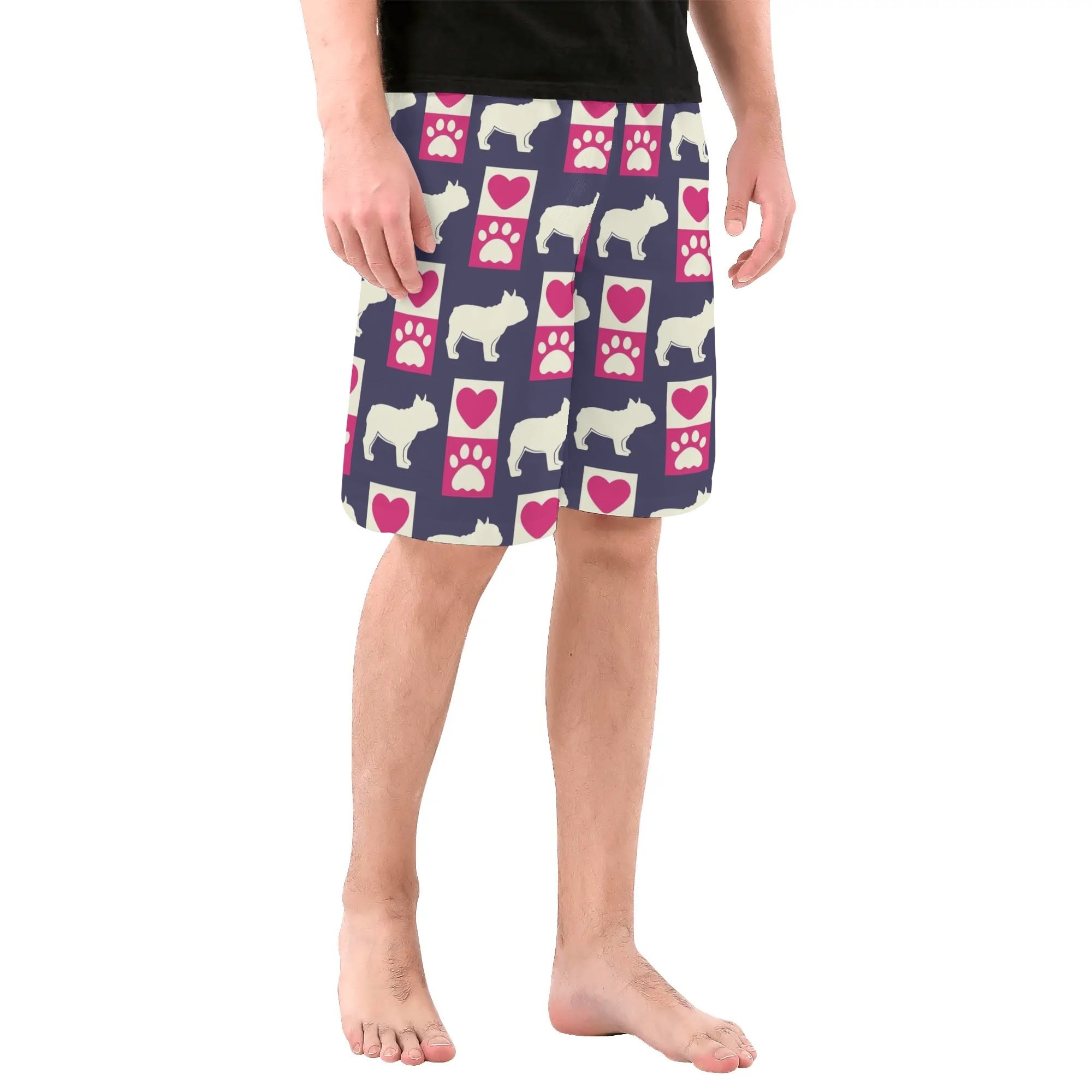 Finn All-Over Print Casual Shorts for Frenchie Enthusiasts-fadou