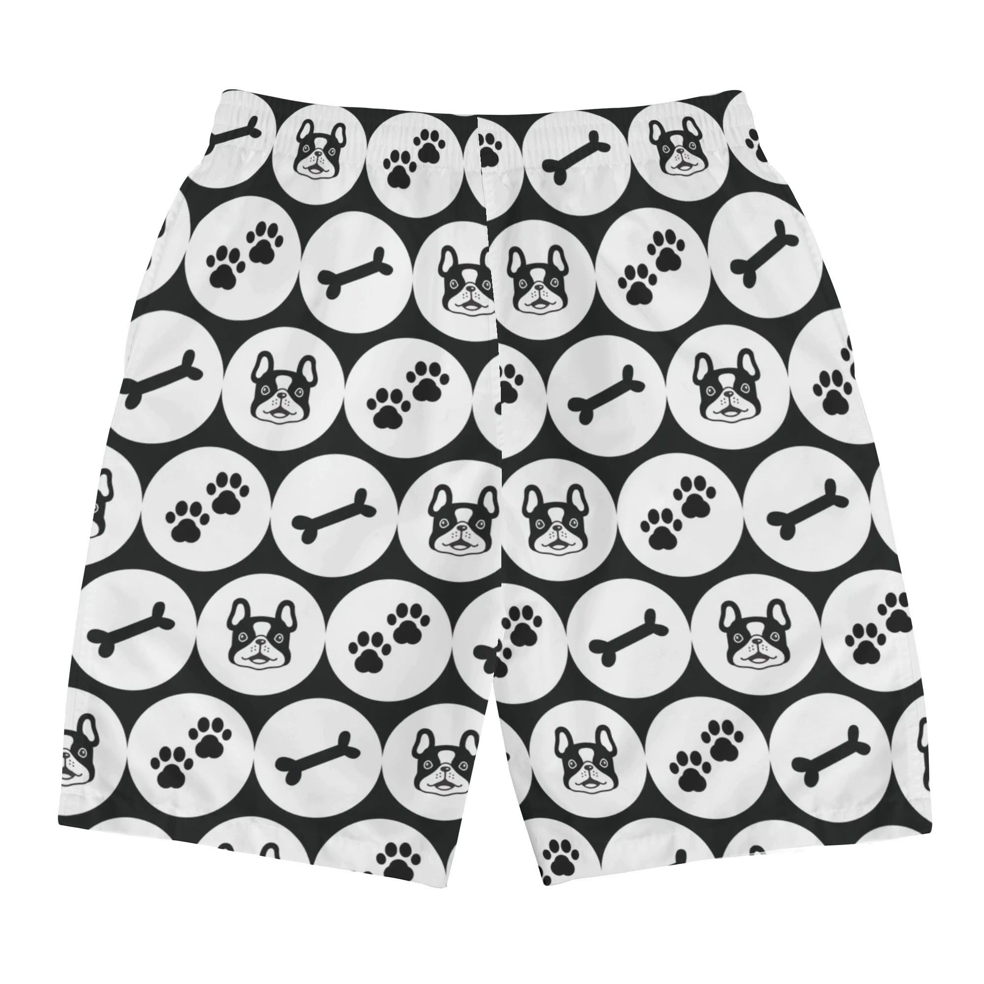 Frenchie All-Over Print Beach Shorts for Bulldog Owners-fadou