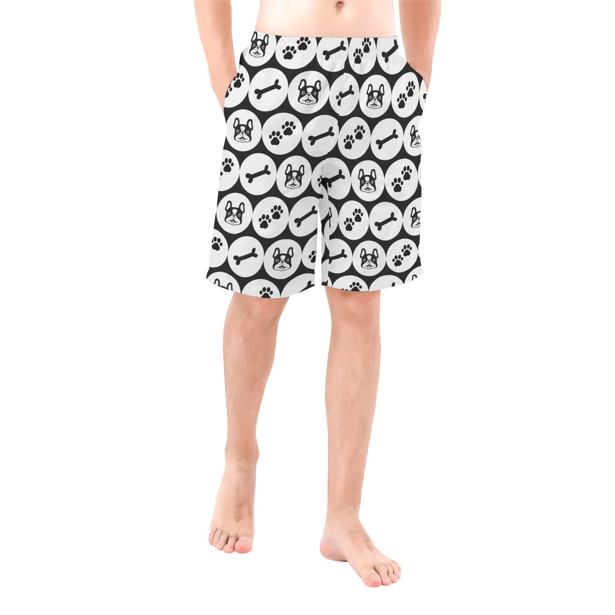 Frenchie All-Over Print Beach Shorts for Bulldog Owners-fadou