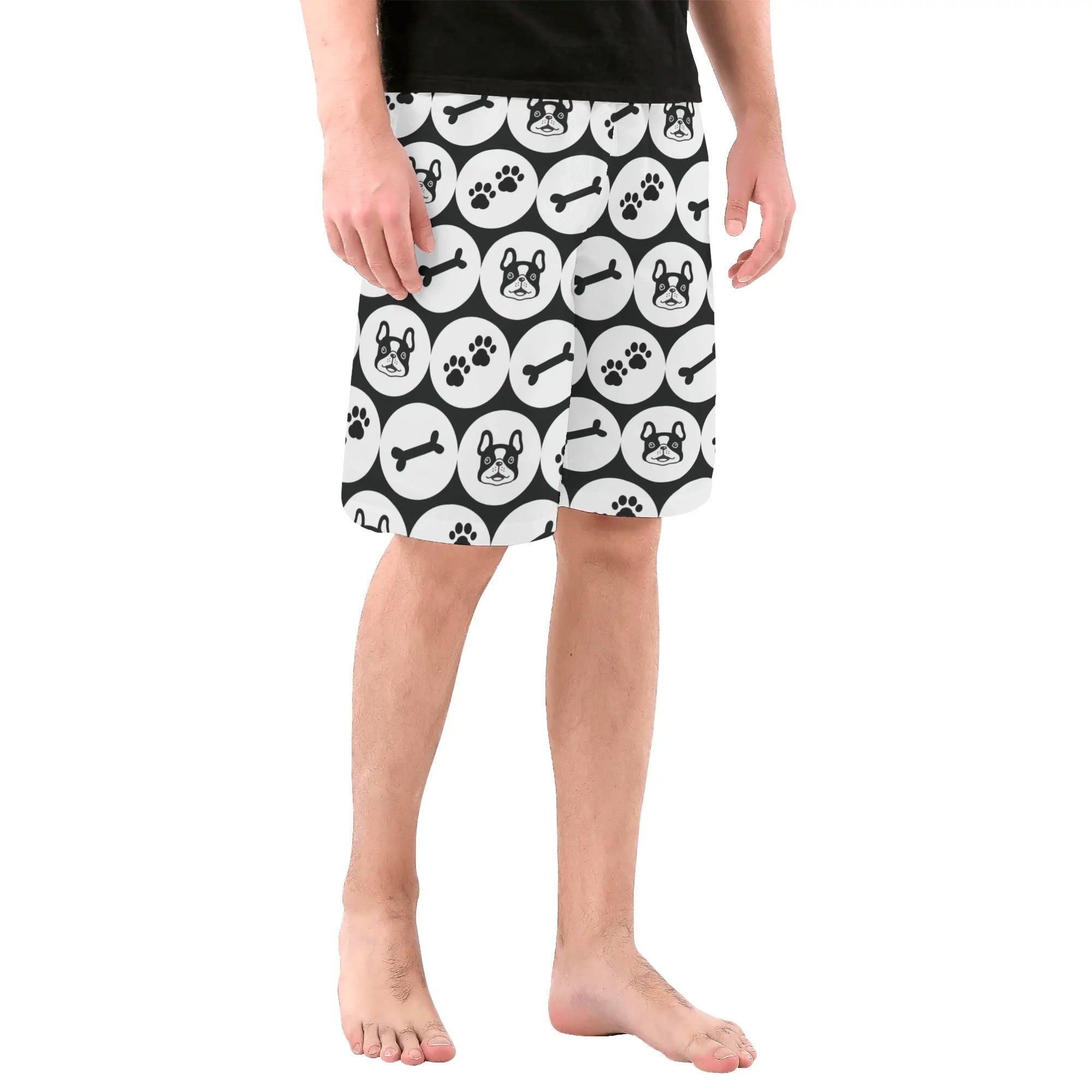 Frenchie All-Over Print Beach Shorts for Bulldog Owners-fadou