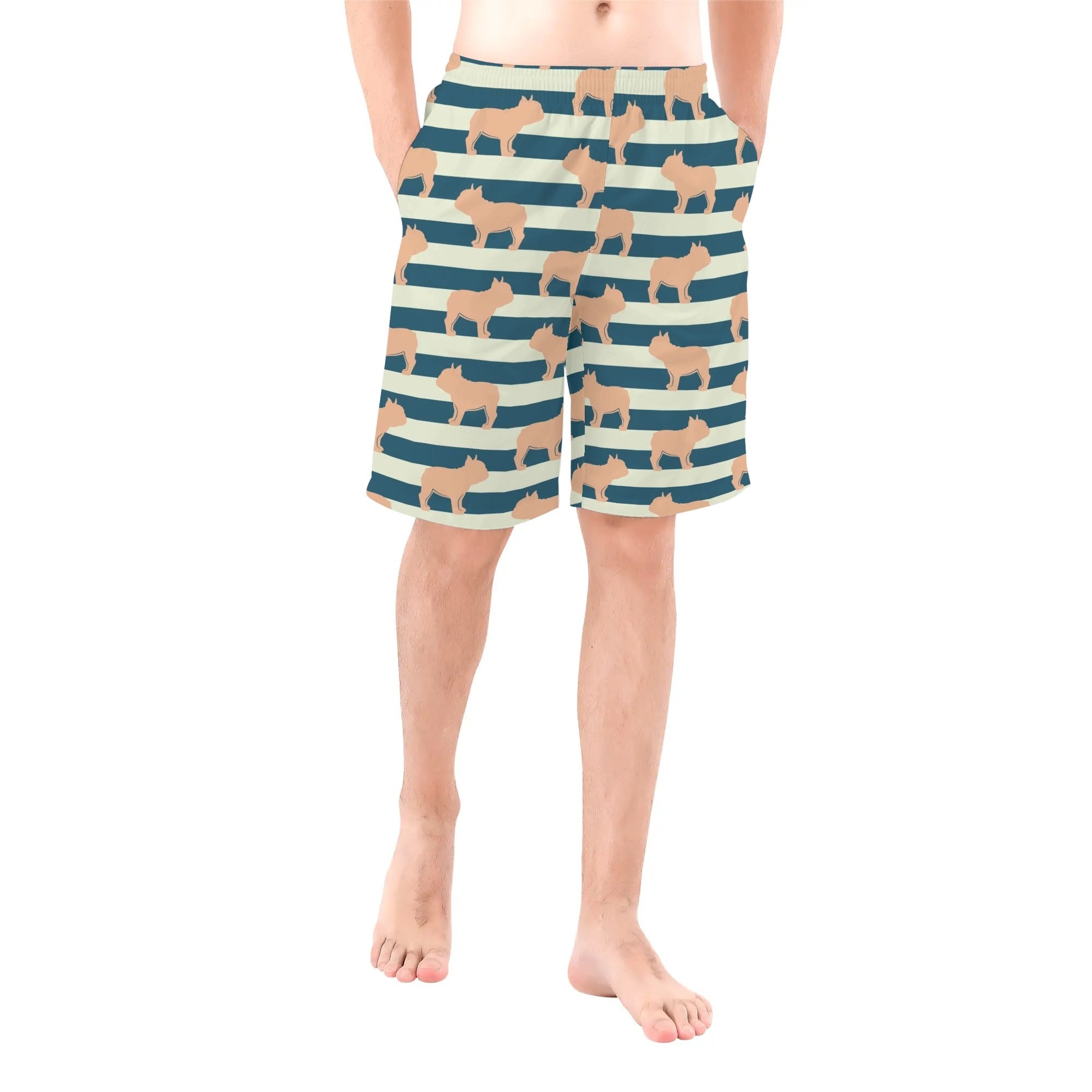 Frenchie All-Over Print Beach Shorts for Dog Moms & Dads-fadou