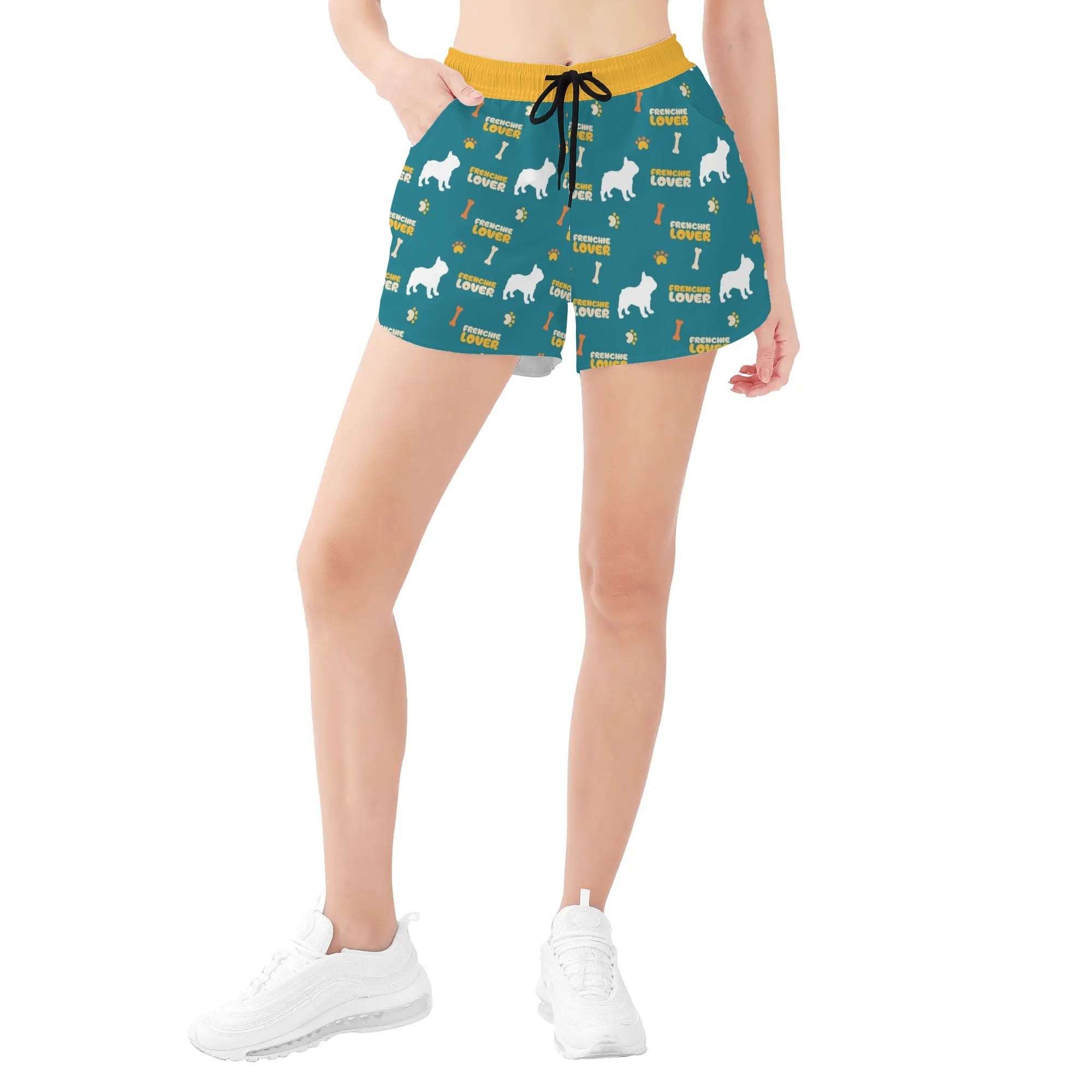 Coco - Womens Beach Shorts for Frenchie Fans Everywhere-fadou