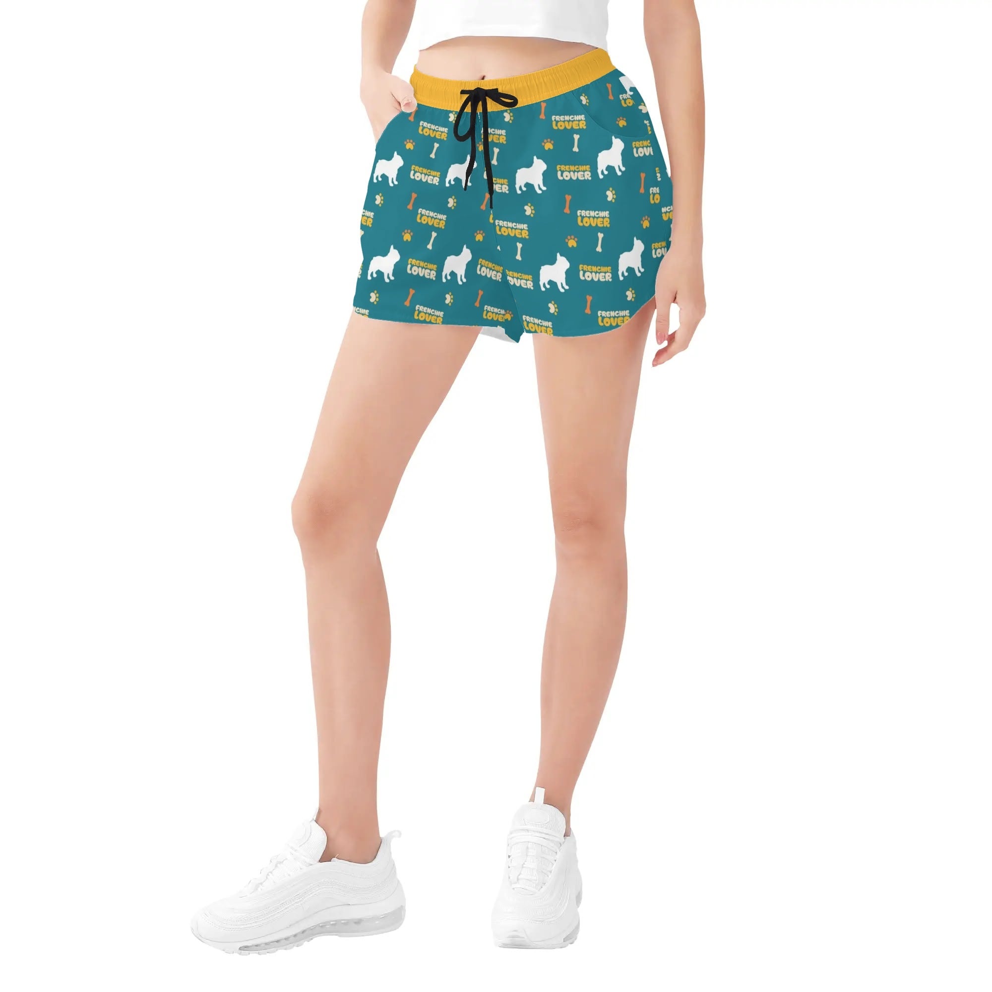 Coco - Womens Beach Shorts for Frenchie Fans Everywhere-fadou